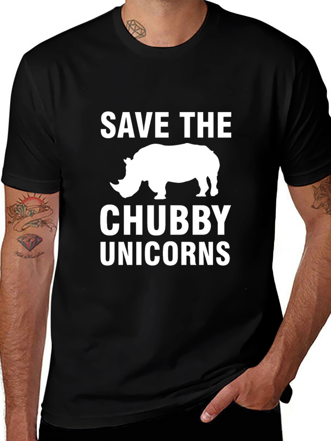 Variant 5 of Save the Chubby Unicorns Rhino Graphic T-Shirt