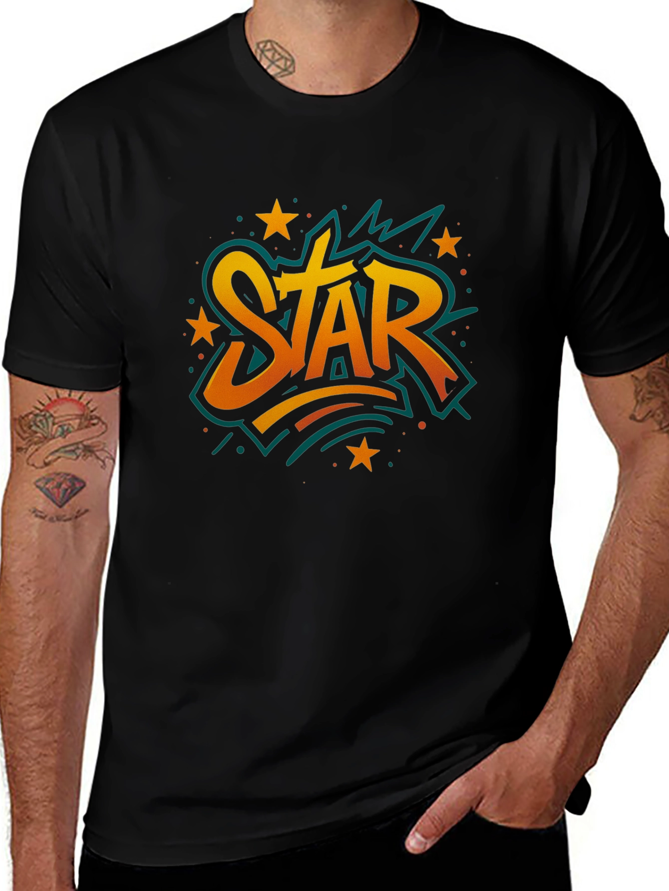 Variant 5 of Star Graffiti Graphic Tee - Urban Style