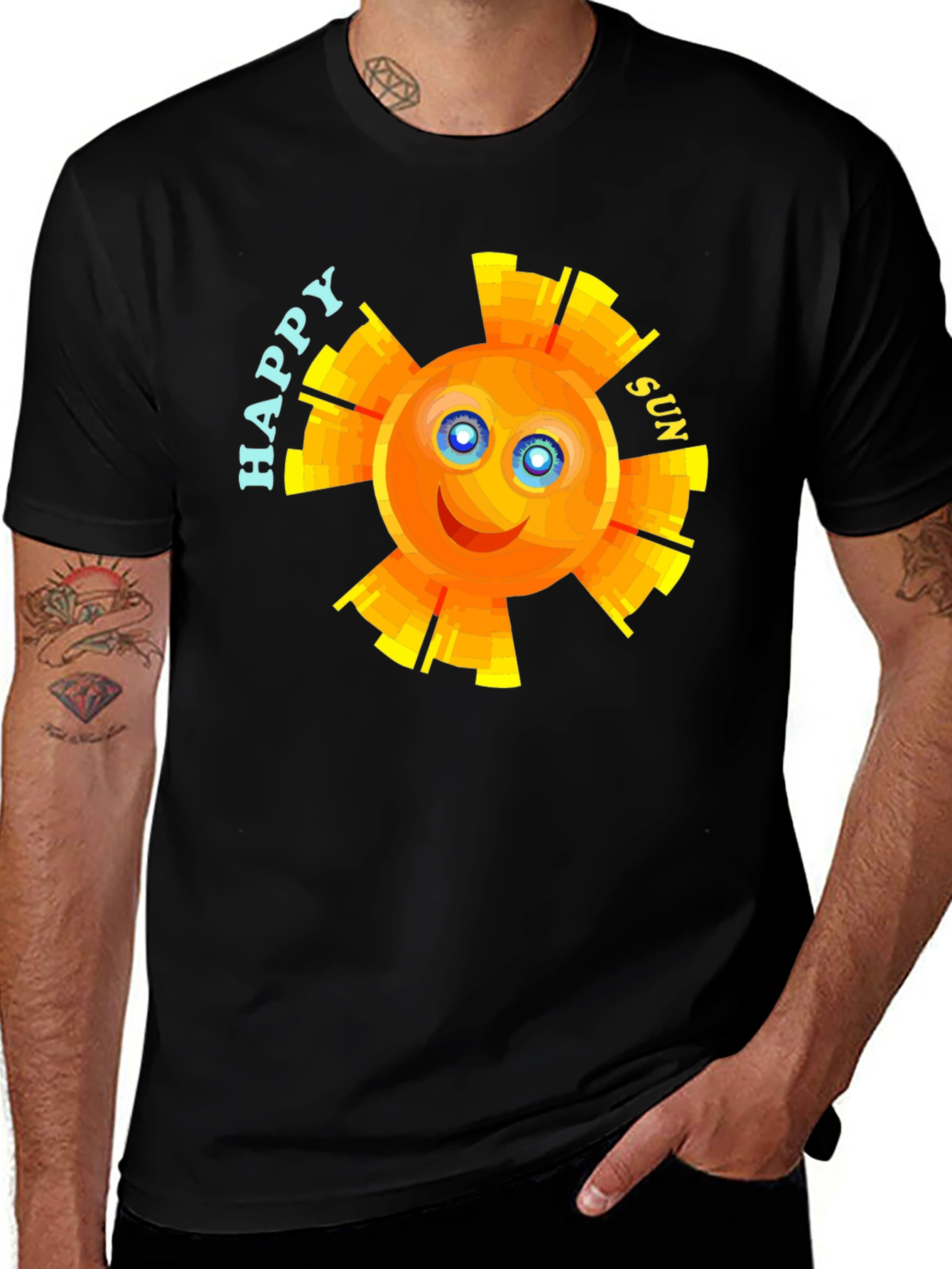 Variant 21 of Happy Sun Graphic Black T-Shirt