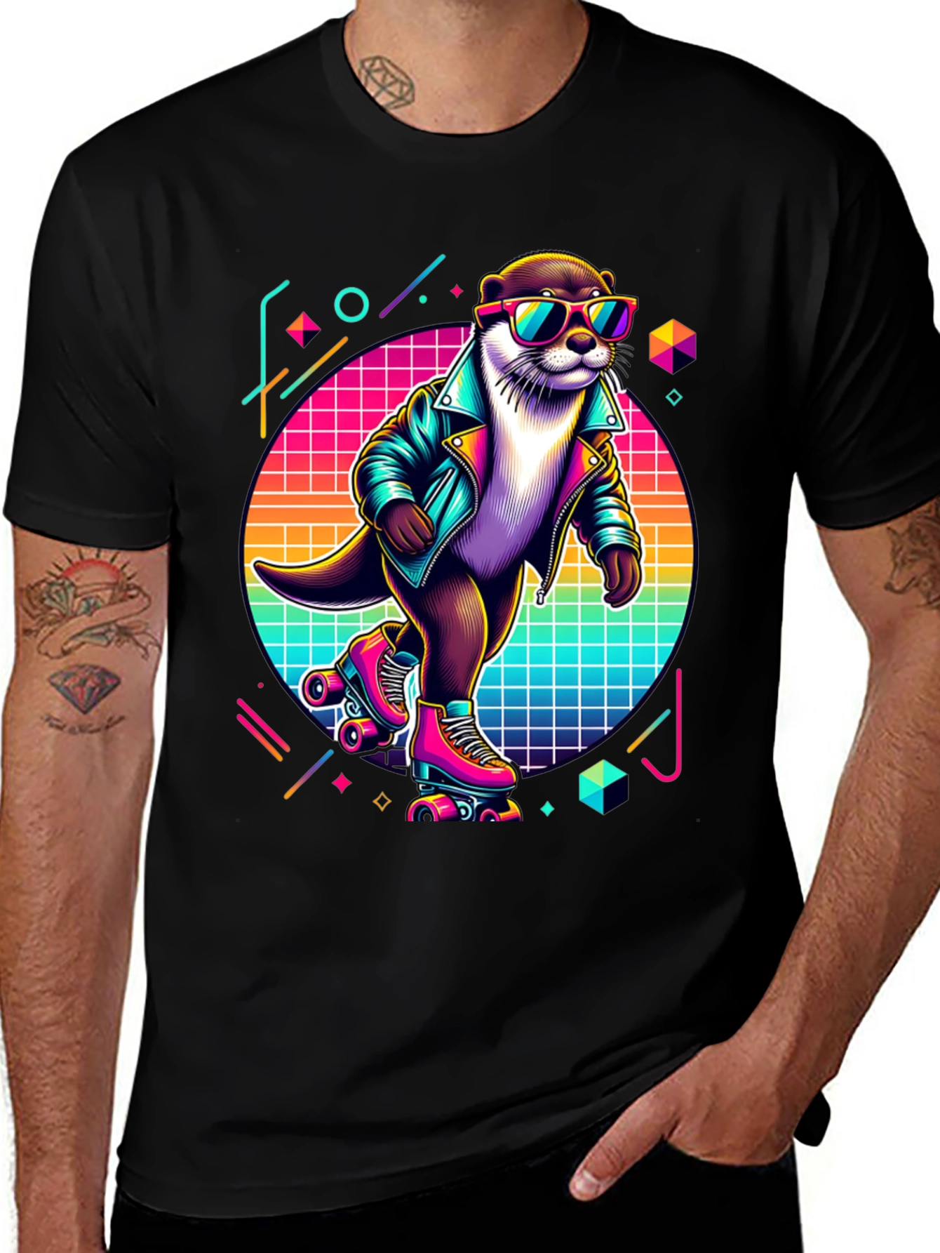 Retro Otter T-Shirt - Rad Roller Skating Design