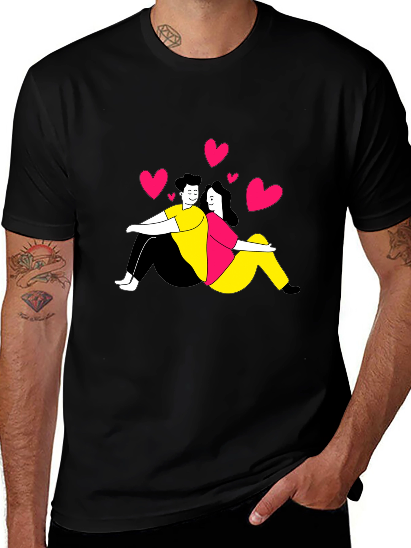 Couple in Love Graphic Tee - Black