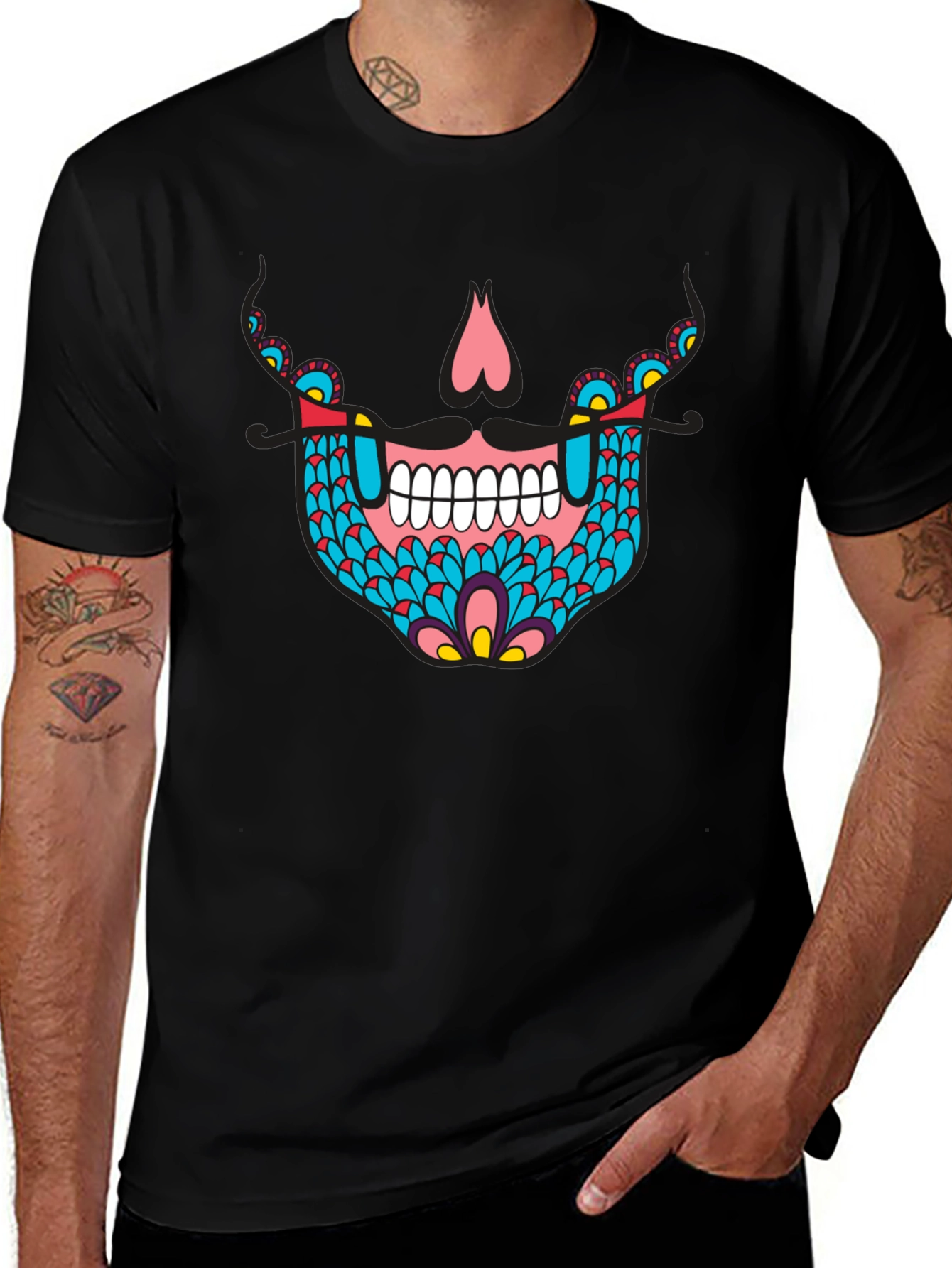 Variant 2 of Sugar Skull Graphic Tee - Black Cotton