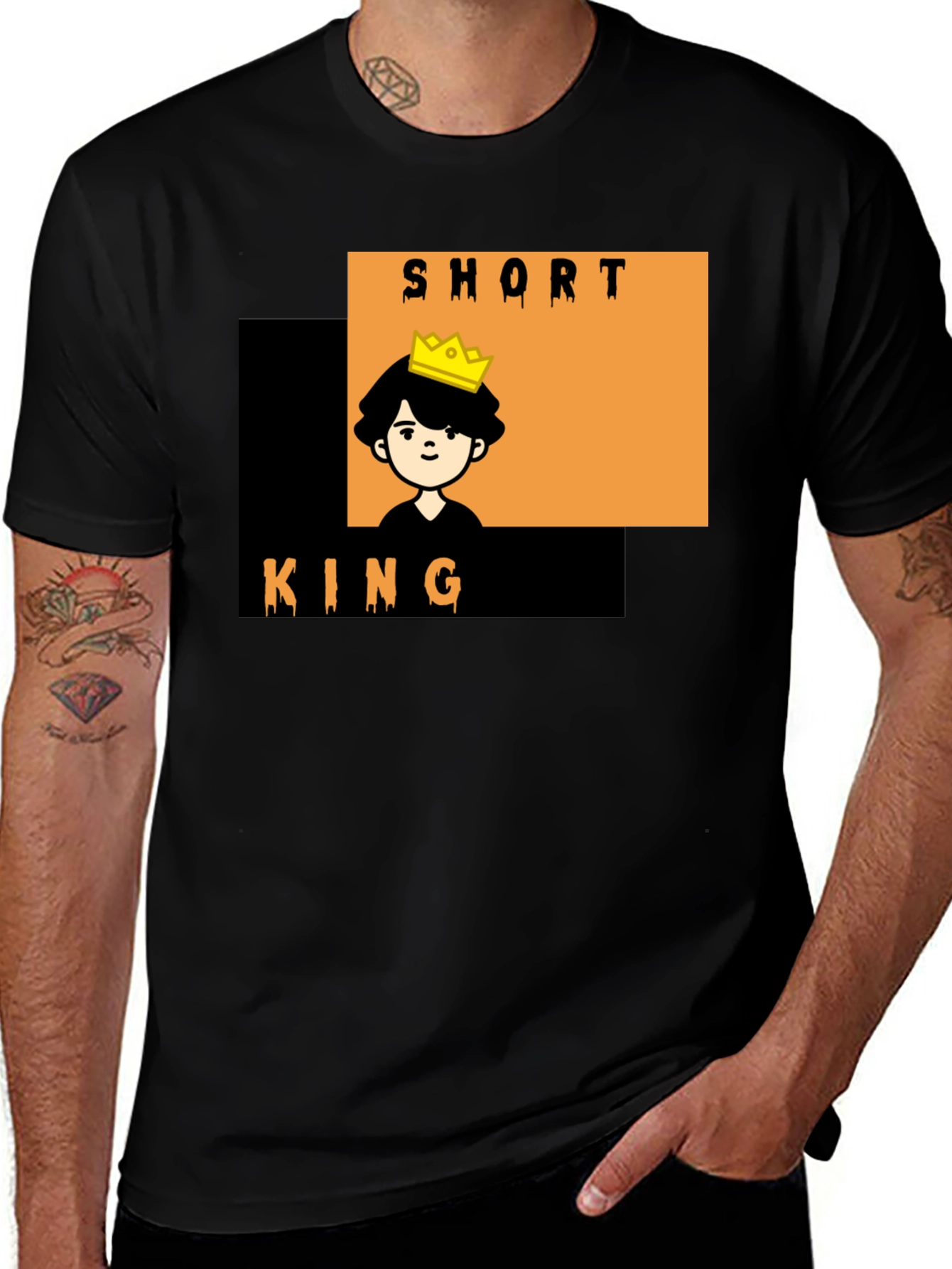Variant 21 of Short King Graphic Tee - Trendy Cartoon Style