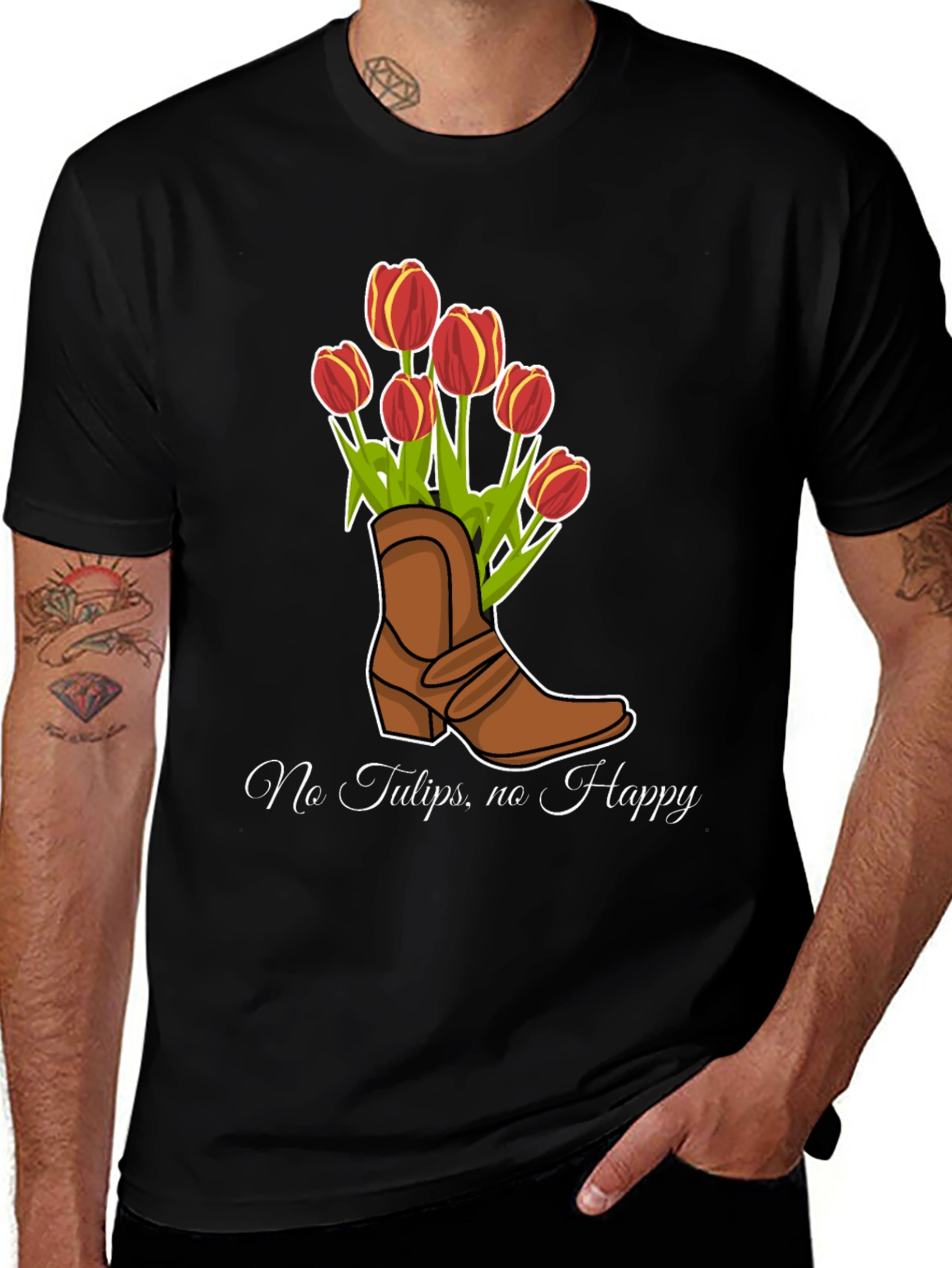 Black No Tulips, No Happy Graphic Tee main image