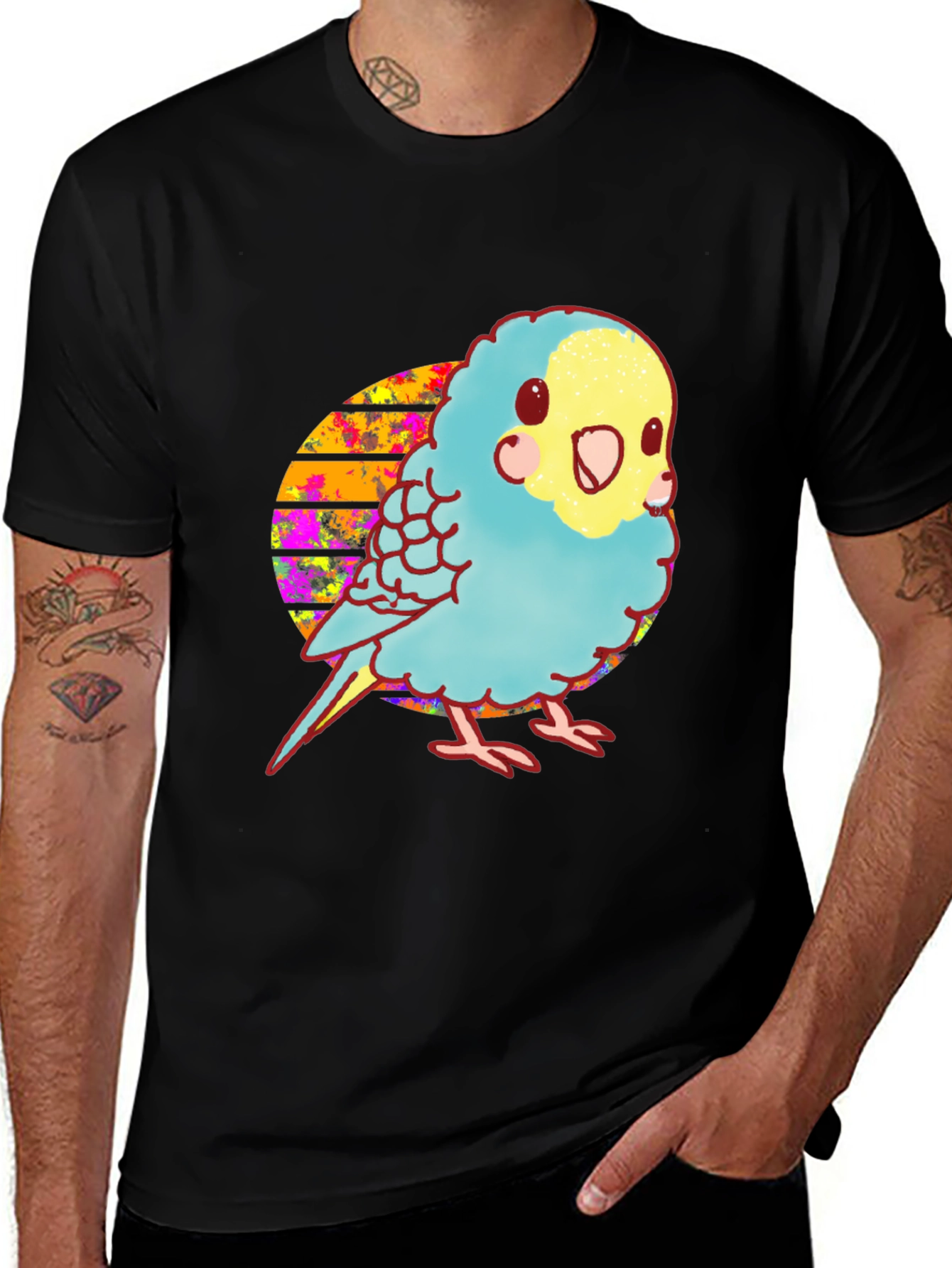 Variant 19 of Parakeet Graphic Tee - Cute Bird Design