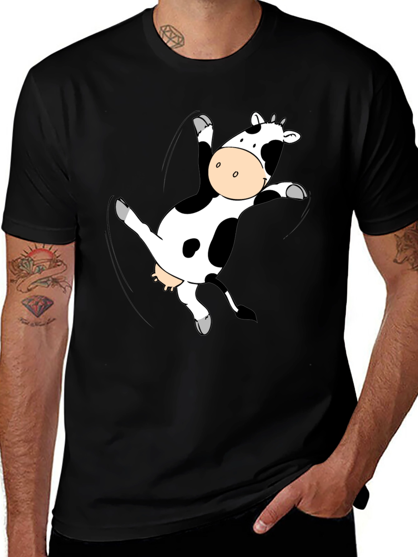 Variant 29 of Funny Cow T-Shirt - Black Cotton Tee