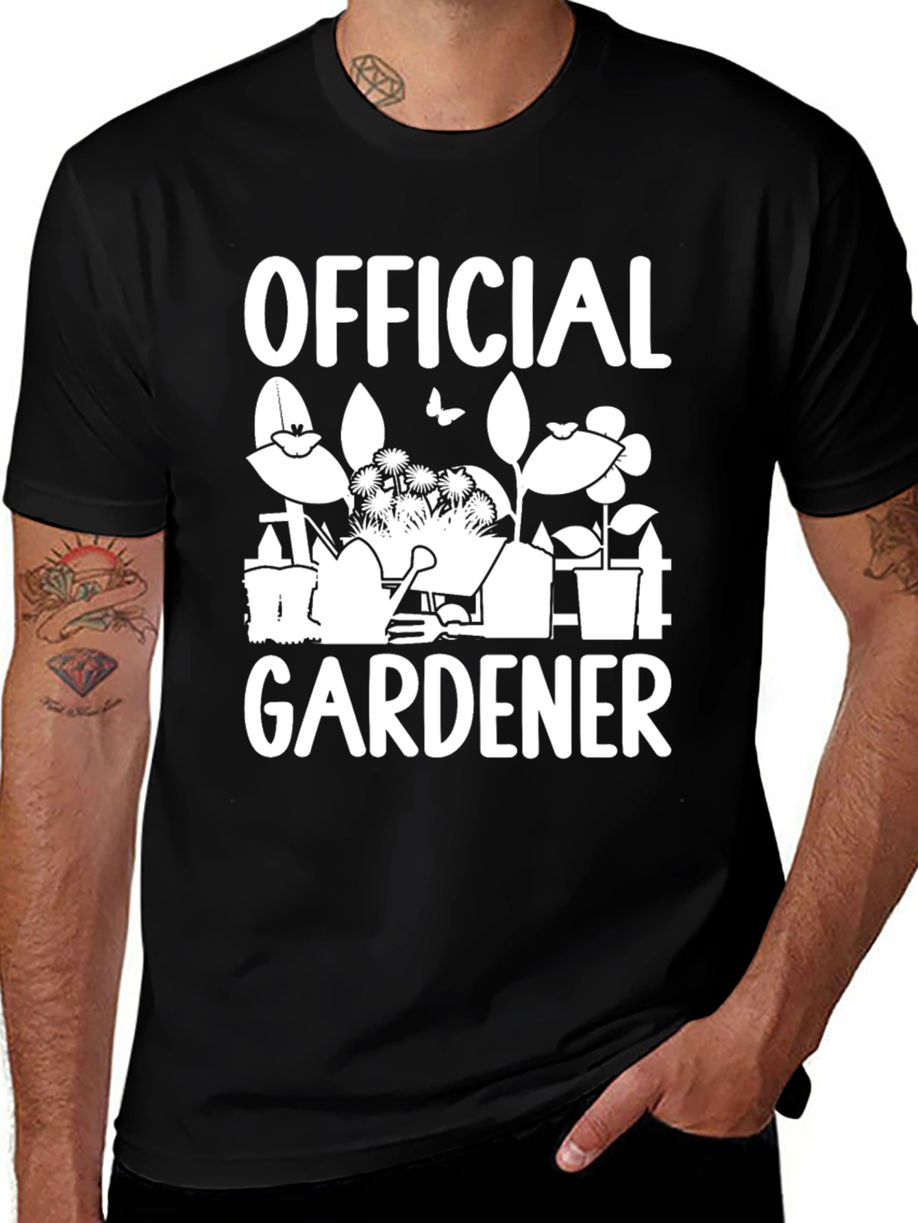 Variant 22 of Official Gardener Graphic Tee - Black Cotton Shirt