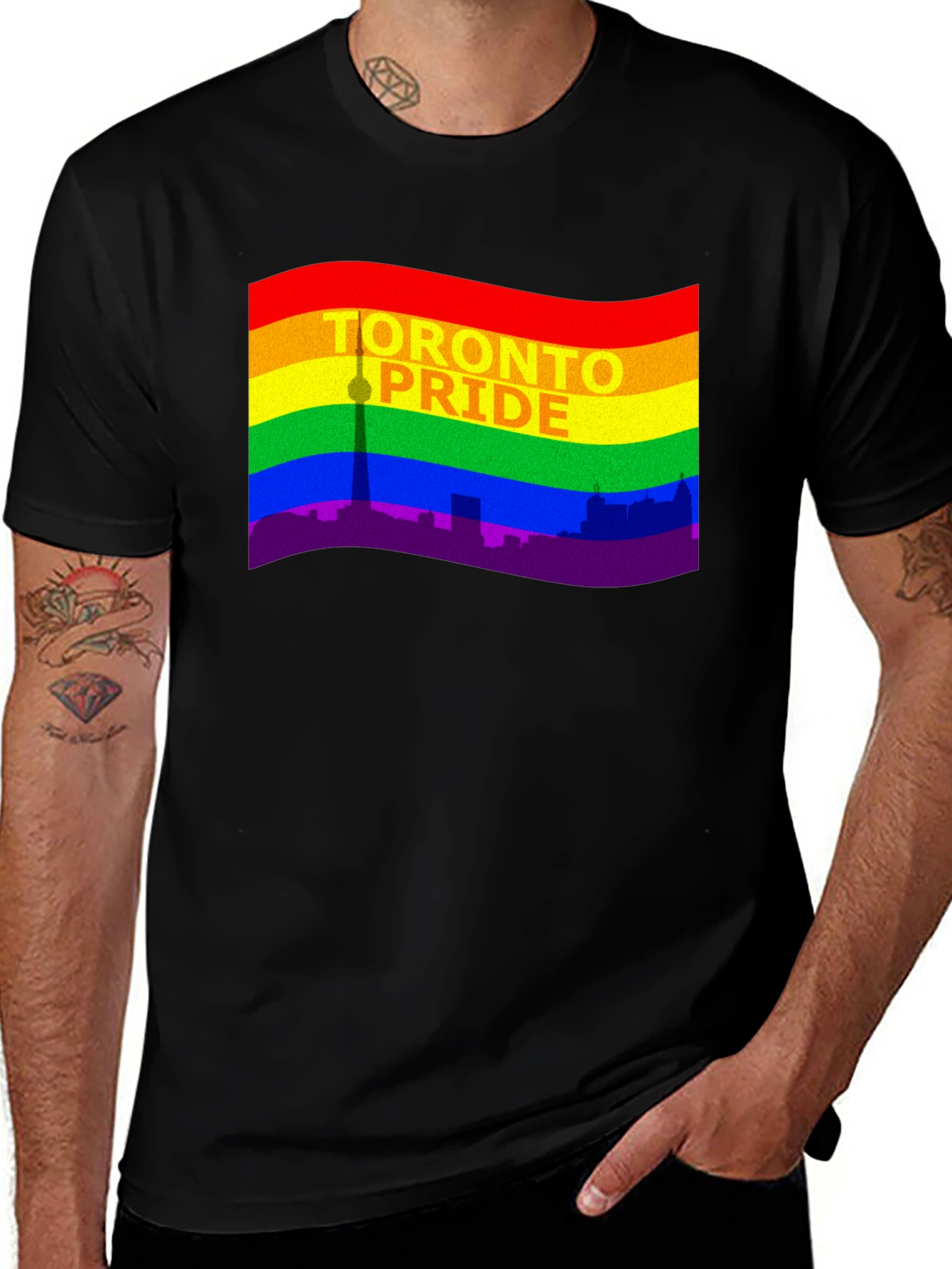 Toronto Pride T-Shirt - Rainbow Skyline