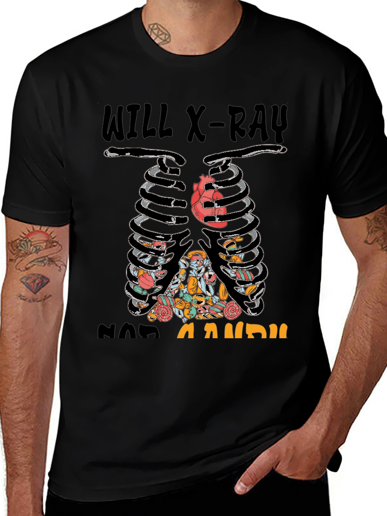 Variant 24 of X-Ray Skeleton Candy Heart Graphic T-Shirt