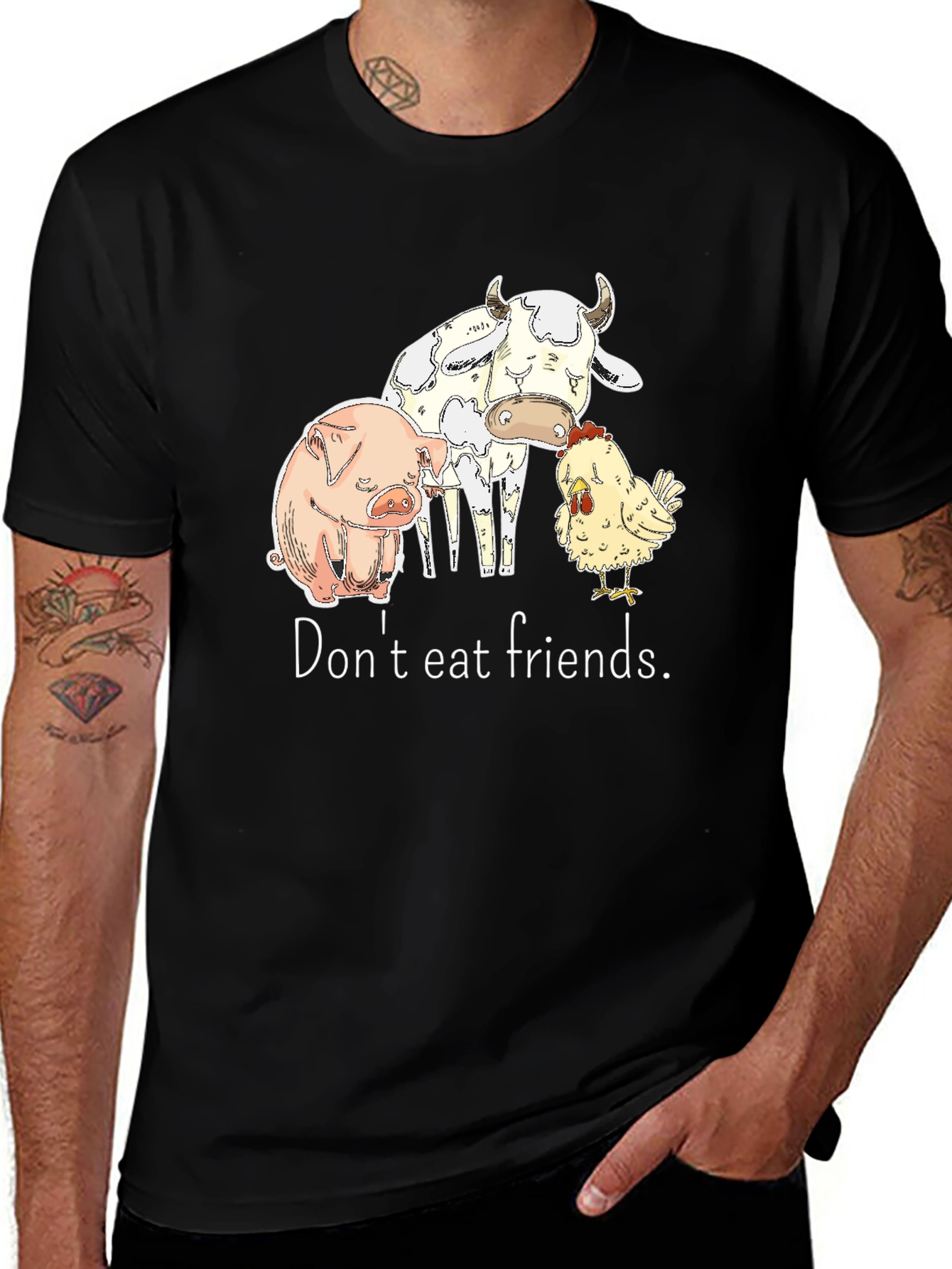 Variant 3 of Vegan Friendly T-Shirt - Don't Eat Friends Graphic Tee
