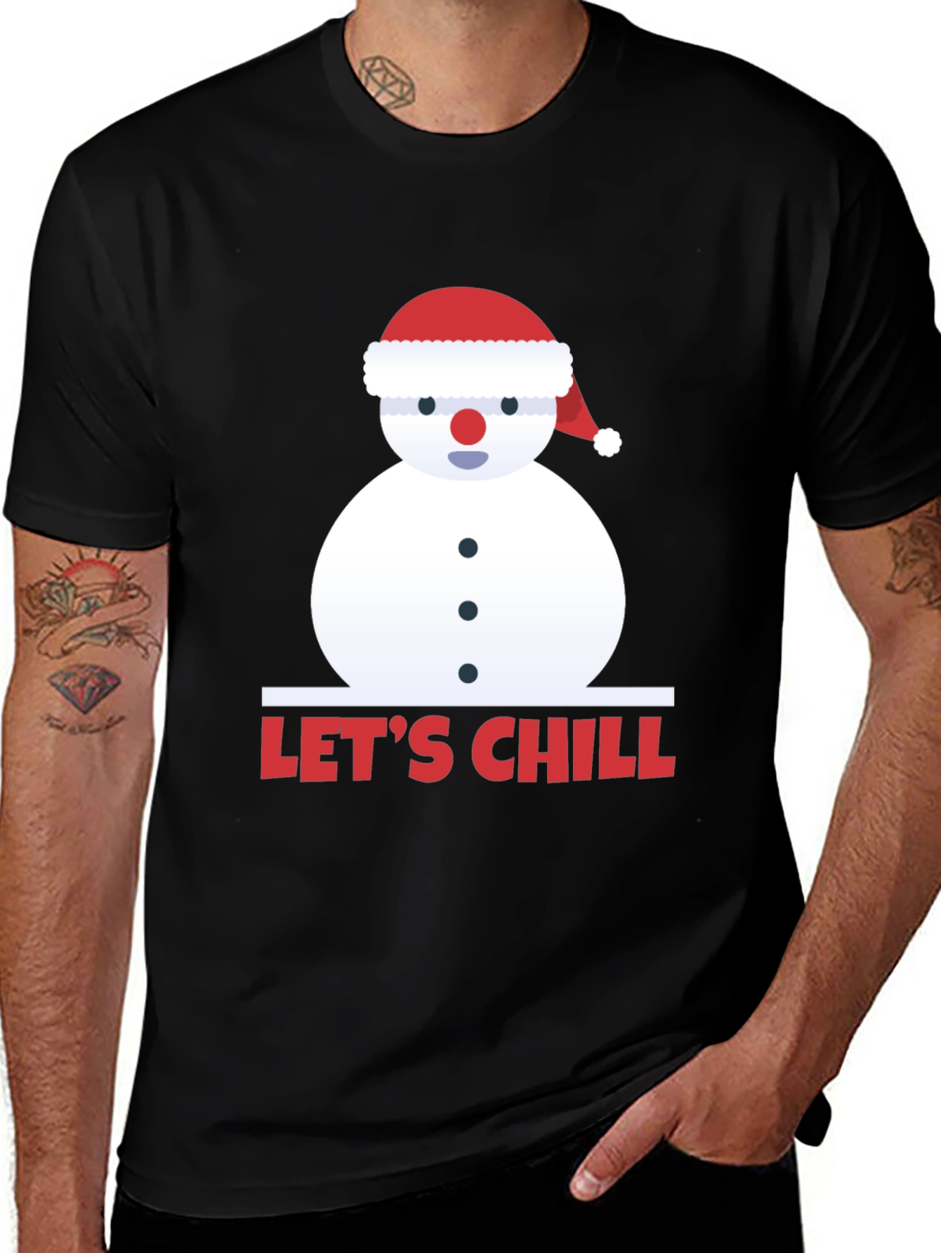 Variant 17 of Let's Chill Snowman Graphic T-Shirt - Winter Holiday
