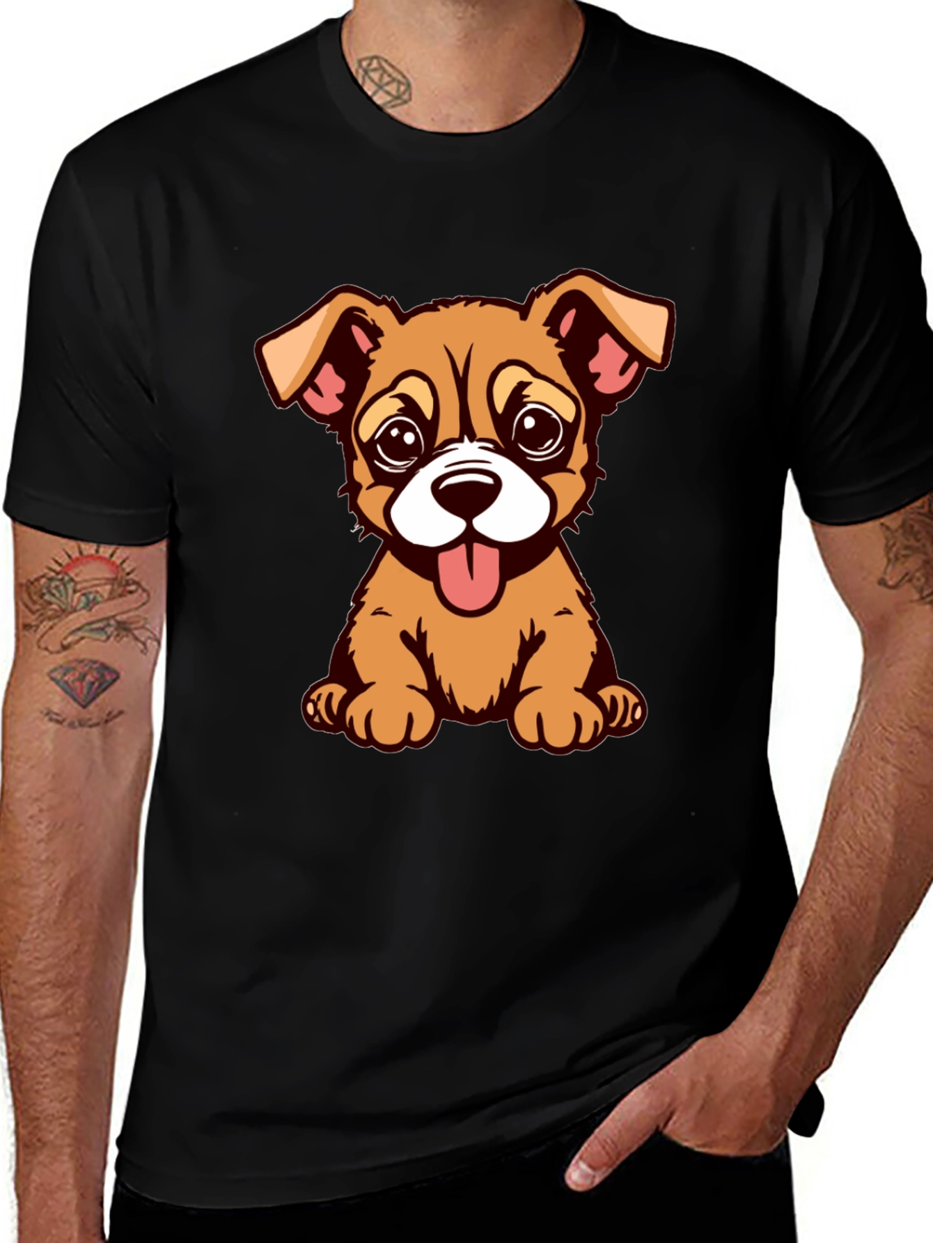 Variant 10 of Cute Puppy Graphic Tee - Black
