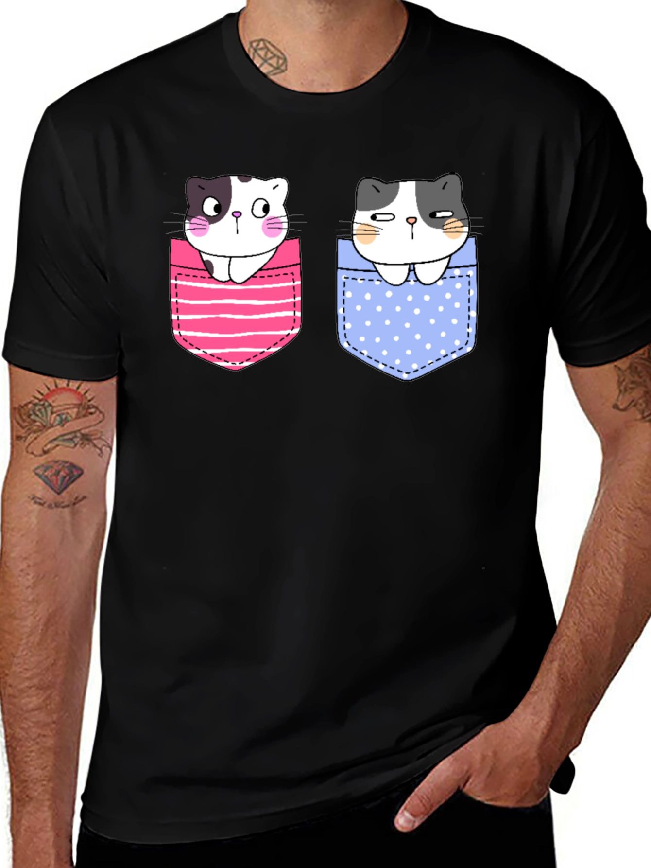 Variant 24 of Cute Cats in Pockets Graphic T-Shirt