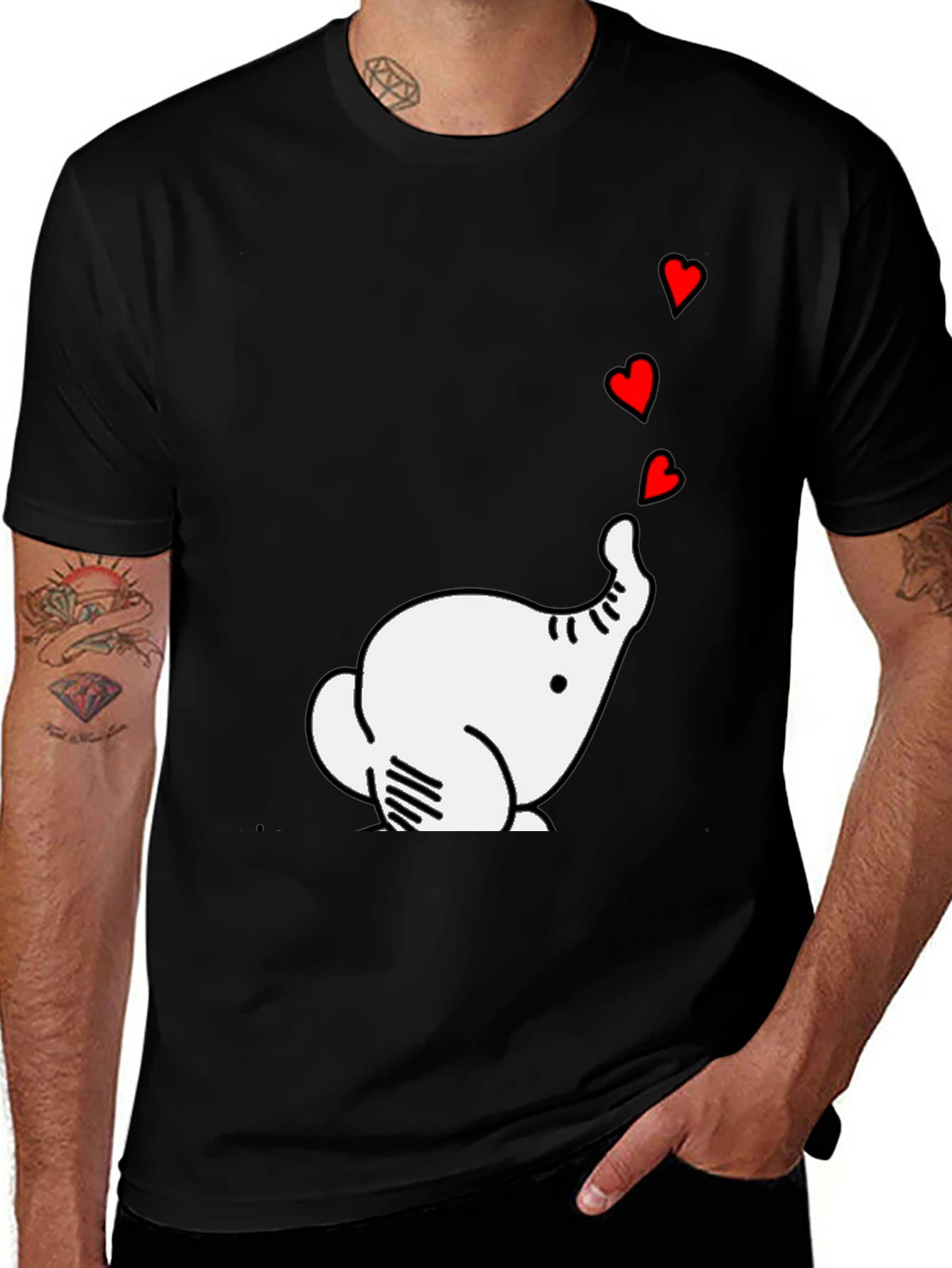 Variant 2 of Elephant Hearts Graphic Black T-Shirt