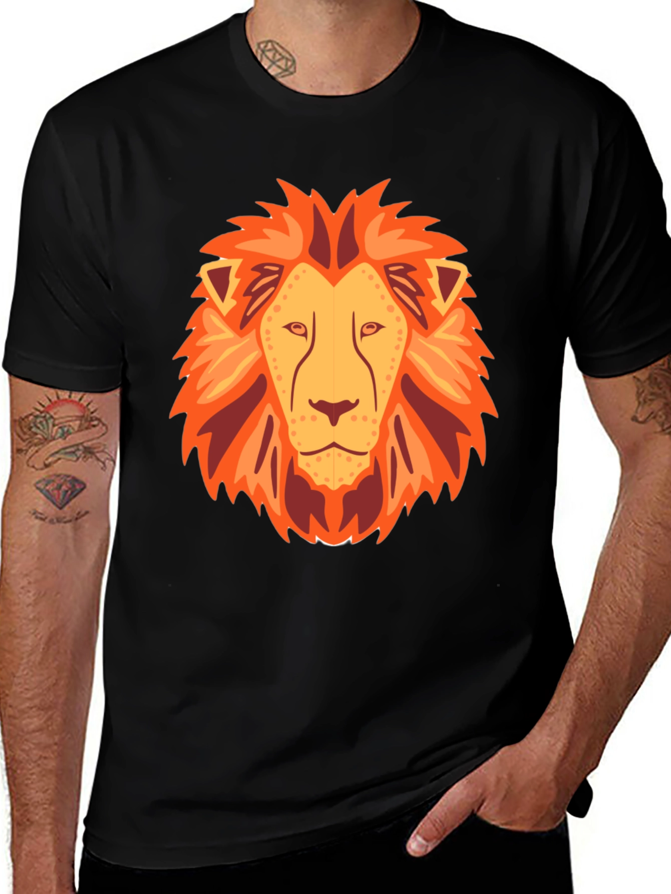 Variant 29 of Lion Graphic Black T-Shirt - Bold Animal Print