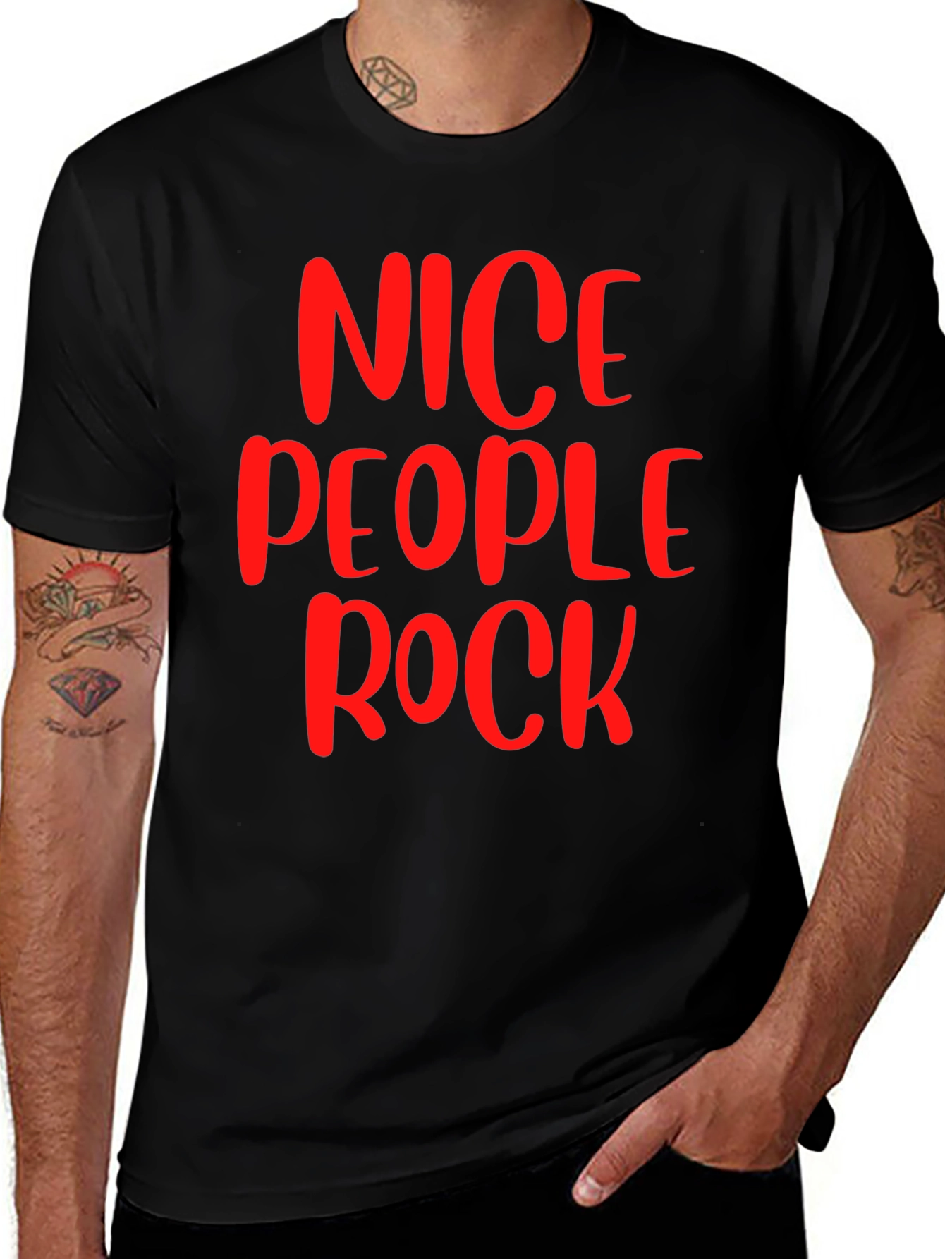 Variant 3 of Nice People Rock Graphic T-Shirt - Black