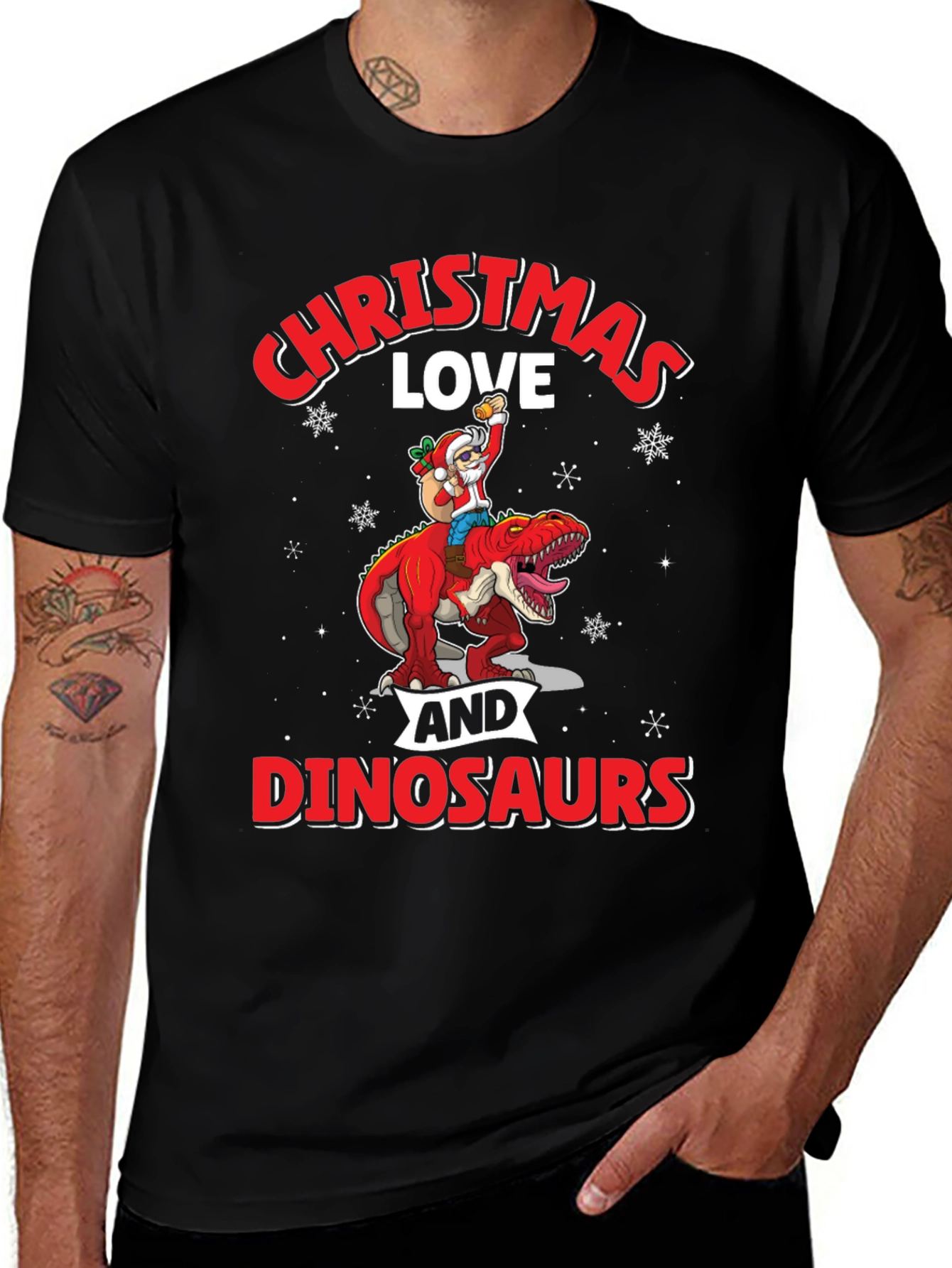 Variant 9 of Christmas Love Dinosaurs Graphic T-Shirt