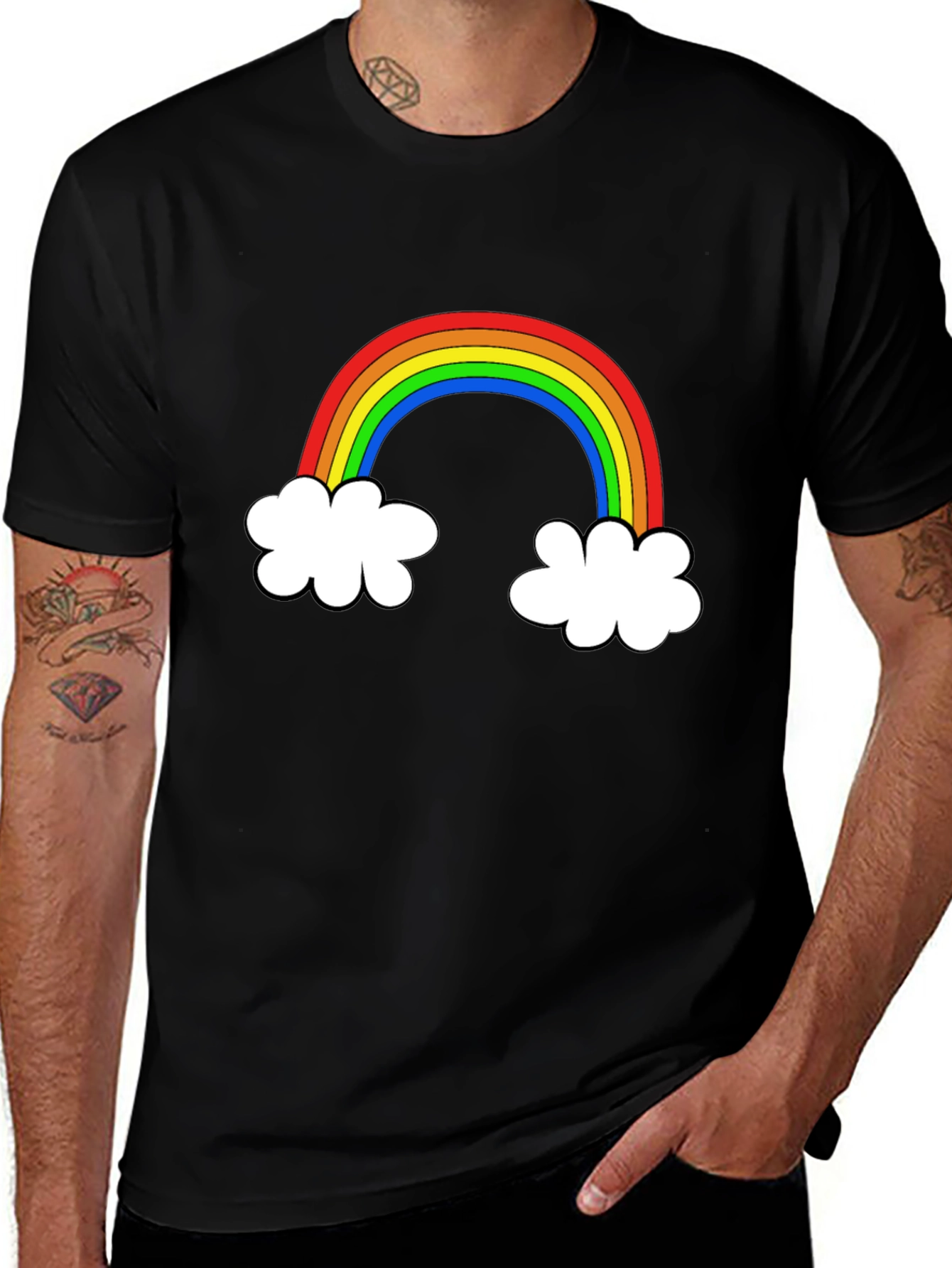 Variant 16 of Rainbow Cloud Graphic Black T-Shirt