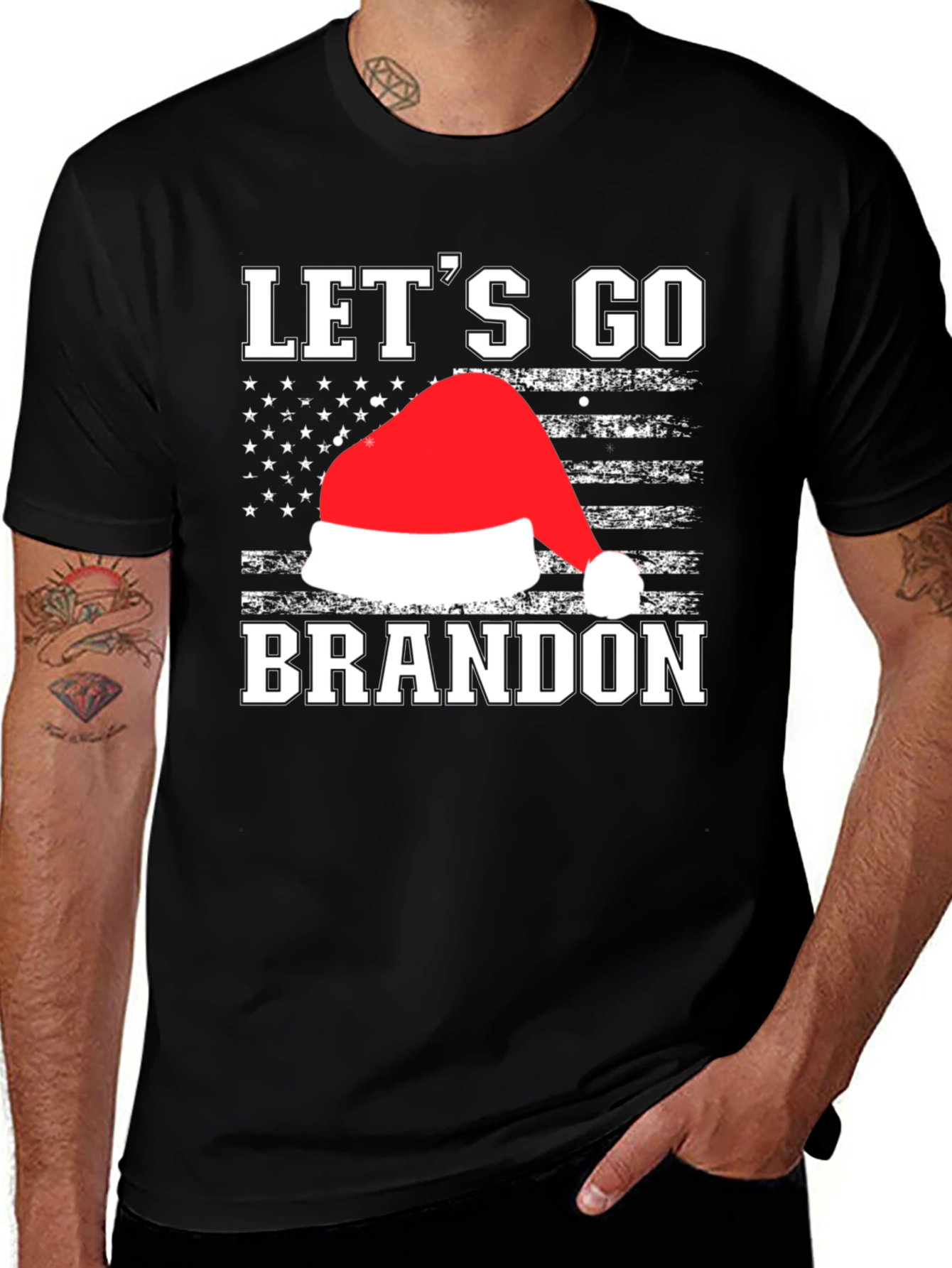 Variant 9 of Let's Go Brandon Santa Hat Graphic Tee