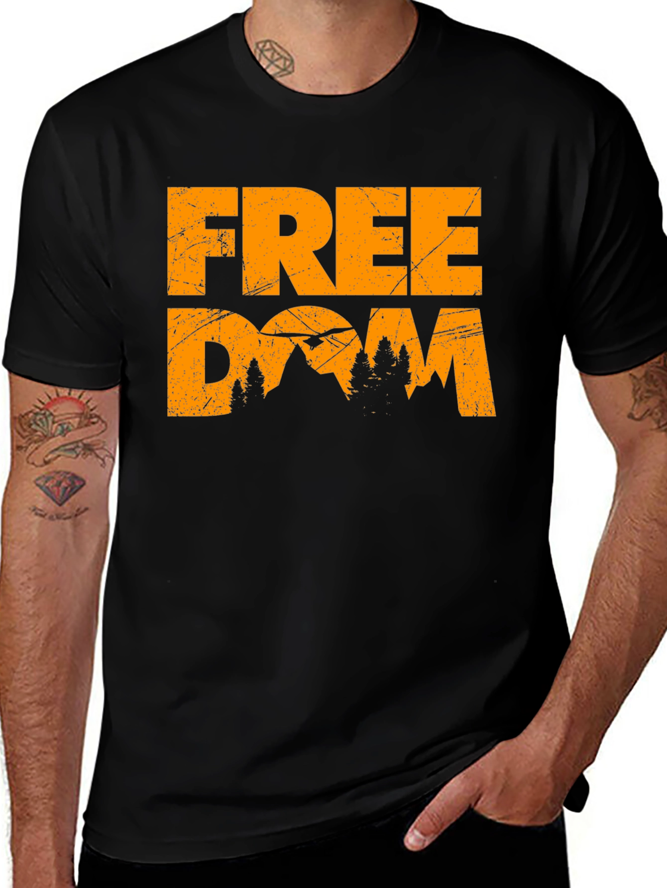 Black Freedom Mountain Graphic Tee - Black main image