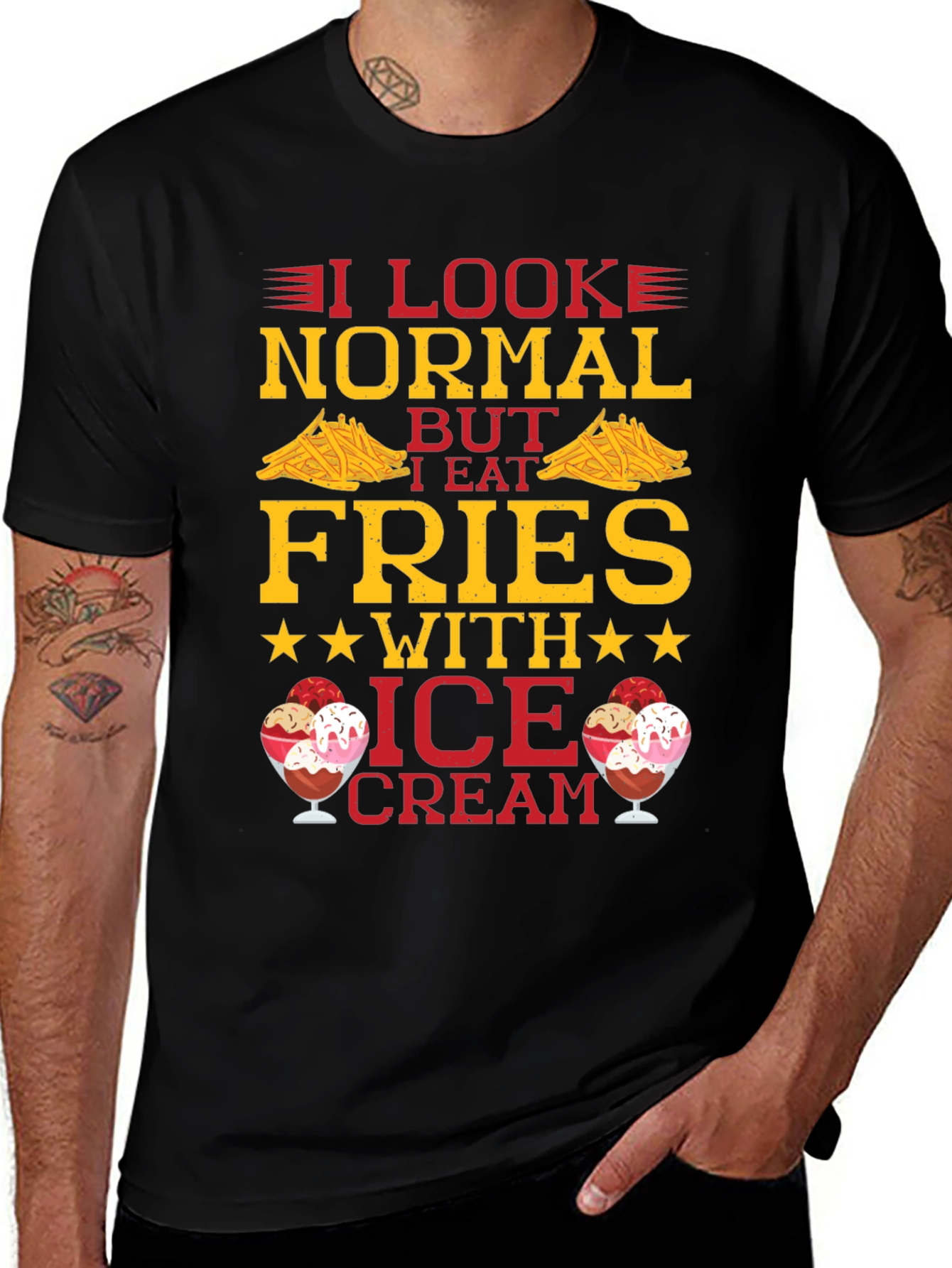 Variant 9 of Funny Fries & Ice Cream Graphic T-Shirt