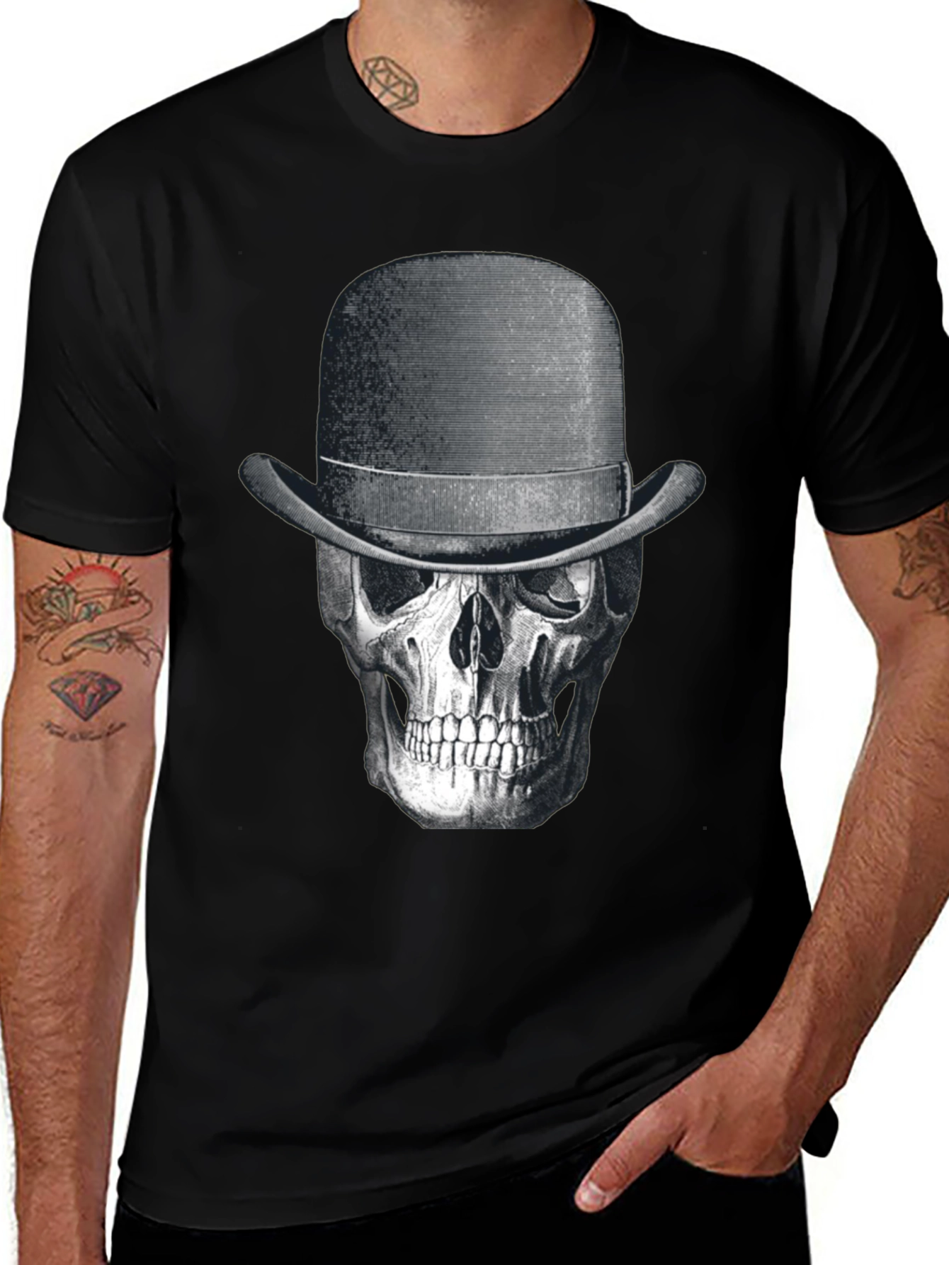 Variant 25 of Skull in Bowler Hat Graphic Tee