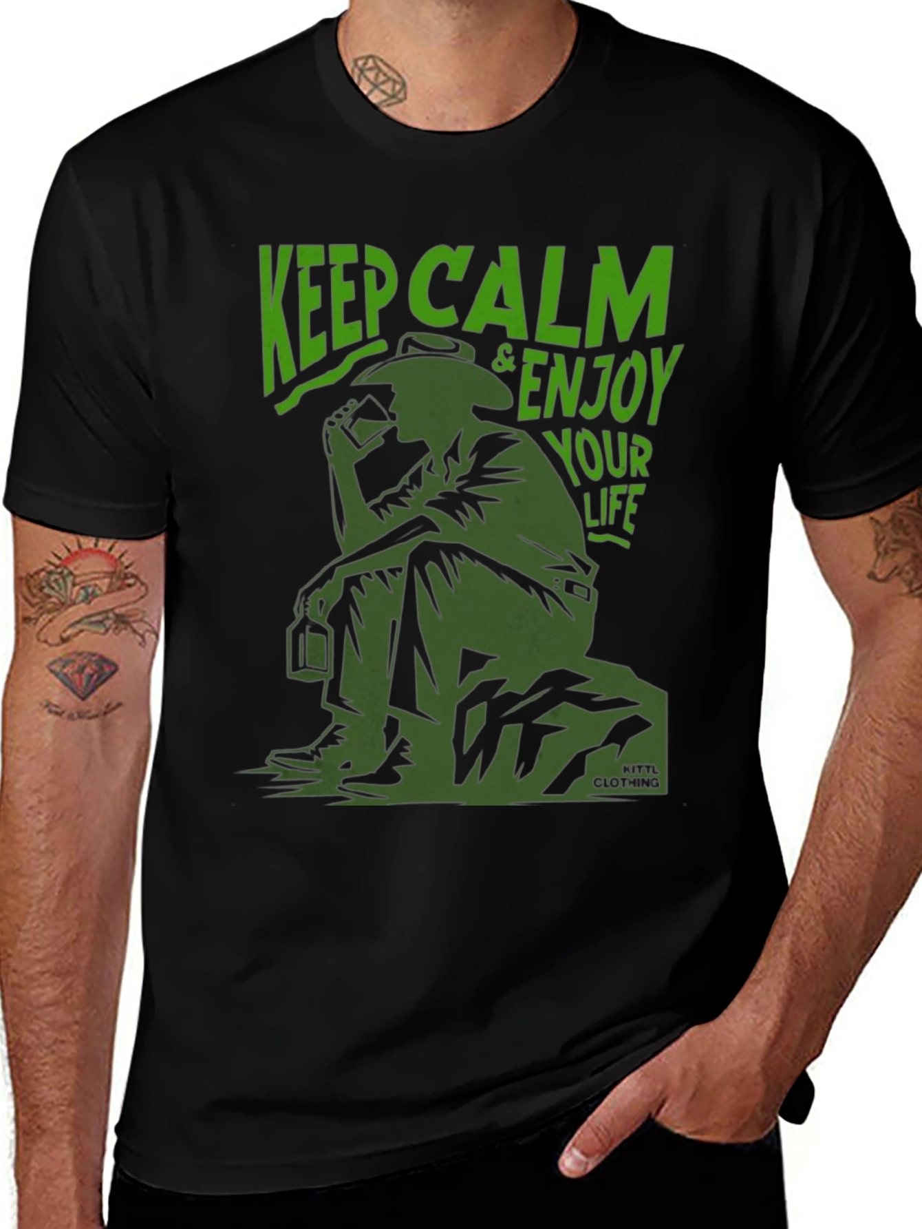 Variant 19 of Keep Calm Enjoy Life Black Graphic Tee