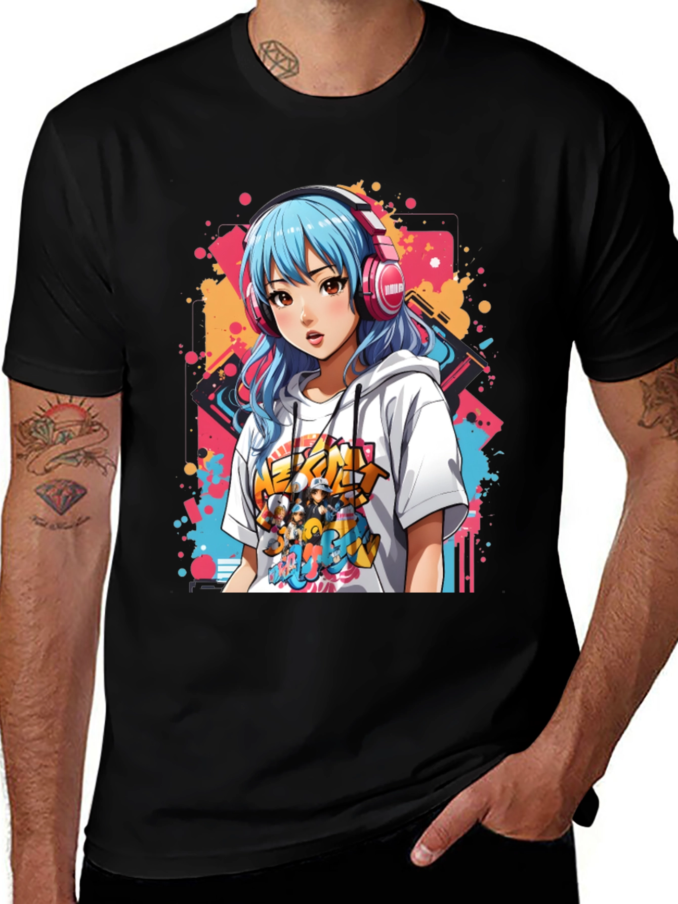 Variant 26 of Anime Girl Graphic Tee - Colorful Print