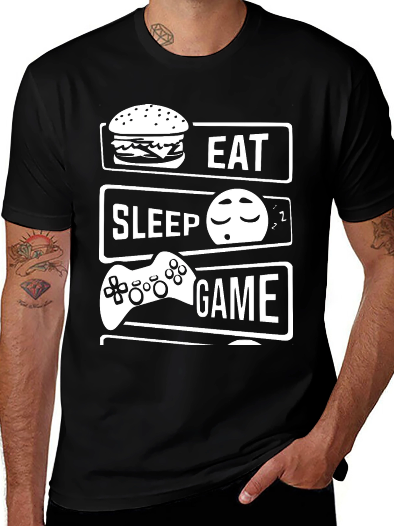 Variant 22 of Eat Sleep Game Black T-Shirt