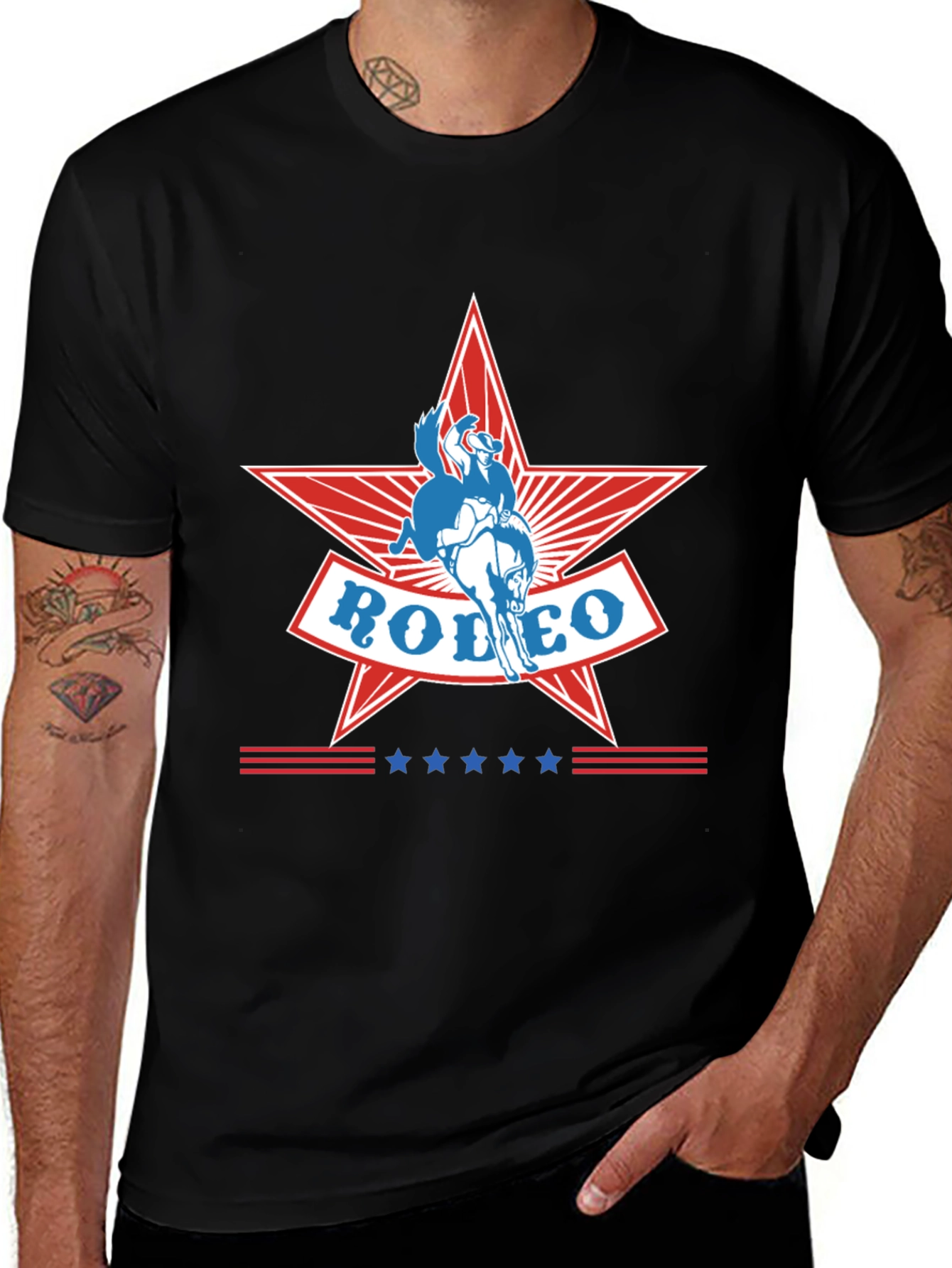 Variant 13 of Rodeo Star Graphic Tee - Black Cotton Blend Comfort