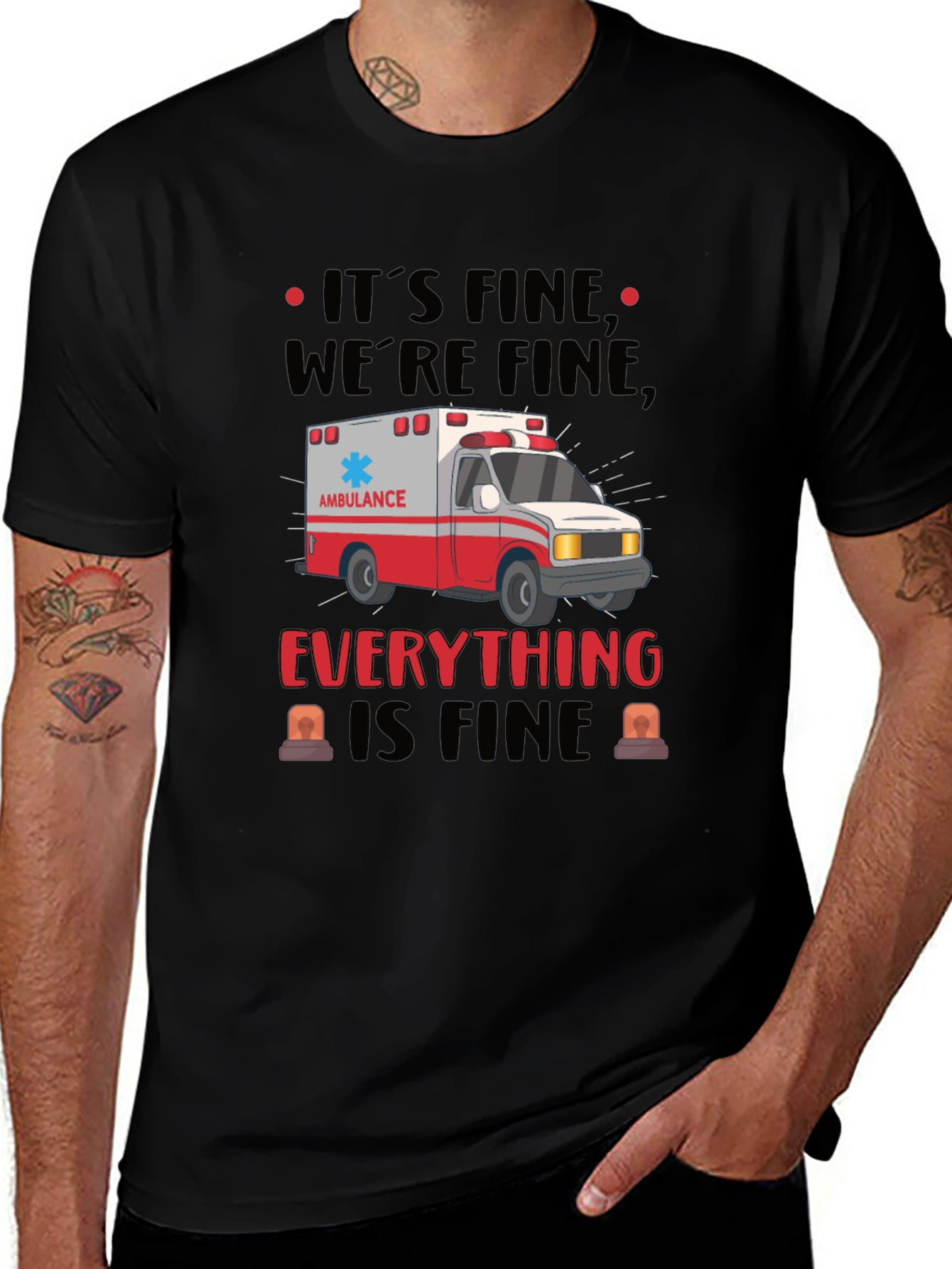 Variant 29 of It's Fine We're Fine Ambulance Graphic T-Shirt