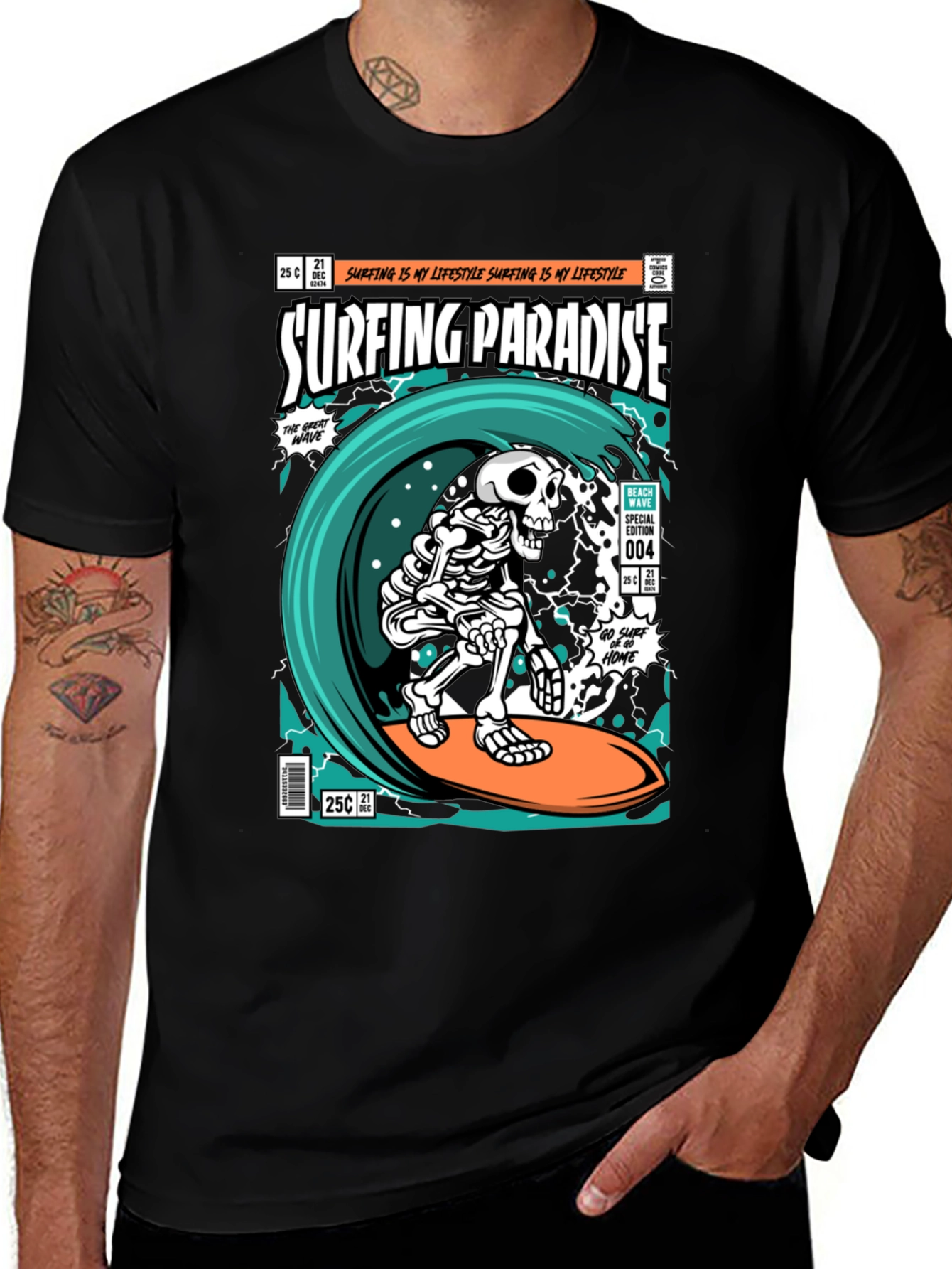 Variant 7 of Surfing Paradise Skeleton T-Shirt