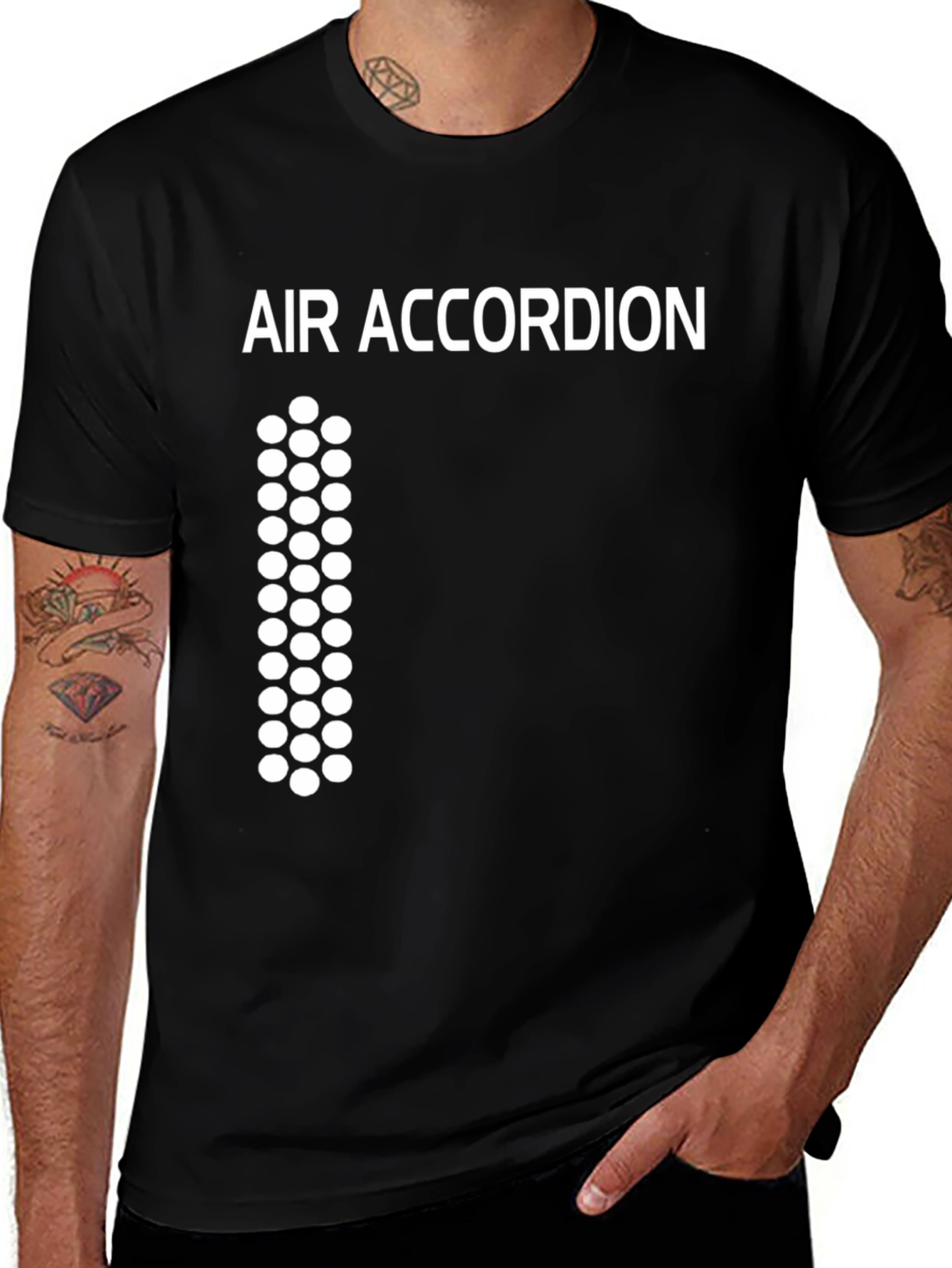 Variant 9 of Air Accordion Black T-Shirt - Musical Humor