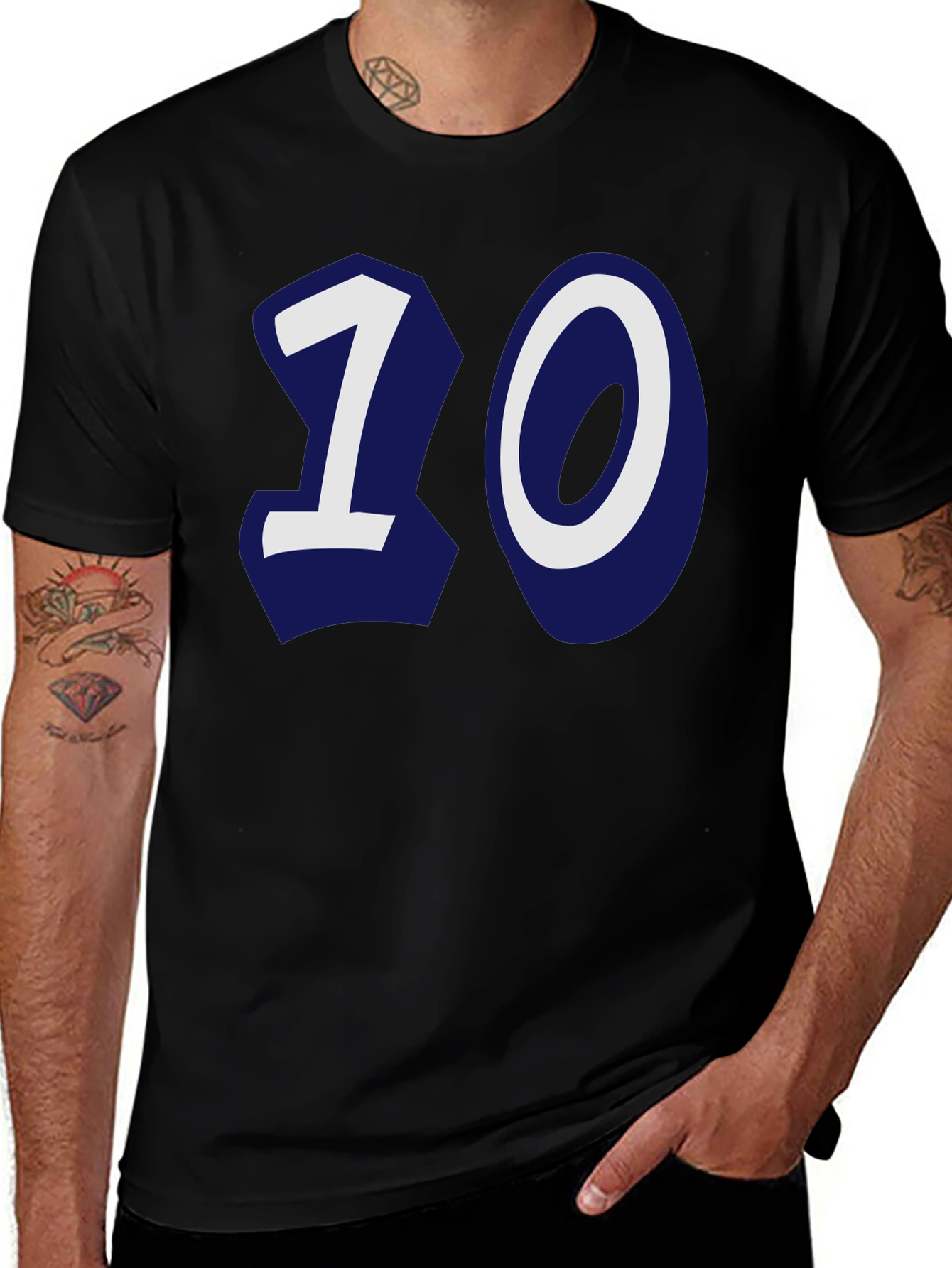 Variant 29 of Bold Number 10 Graphic Tee - Black Cotton Shirt