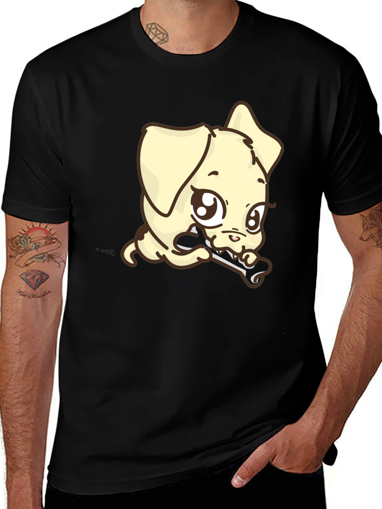 Variant 9 of Dog with Bone T-Shirt - Cute Cartoon Design