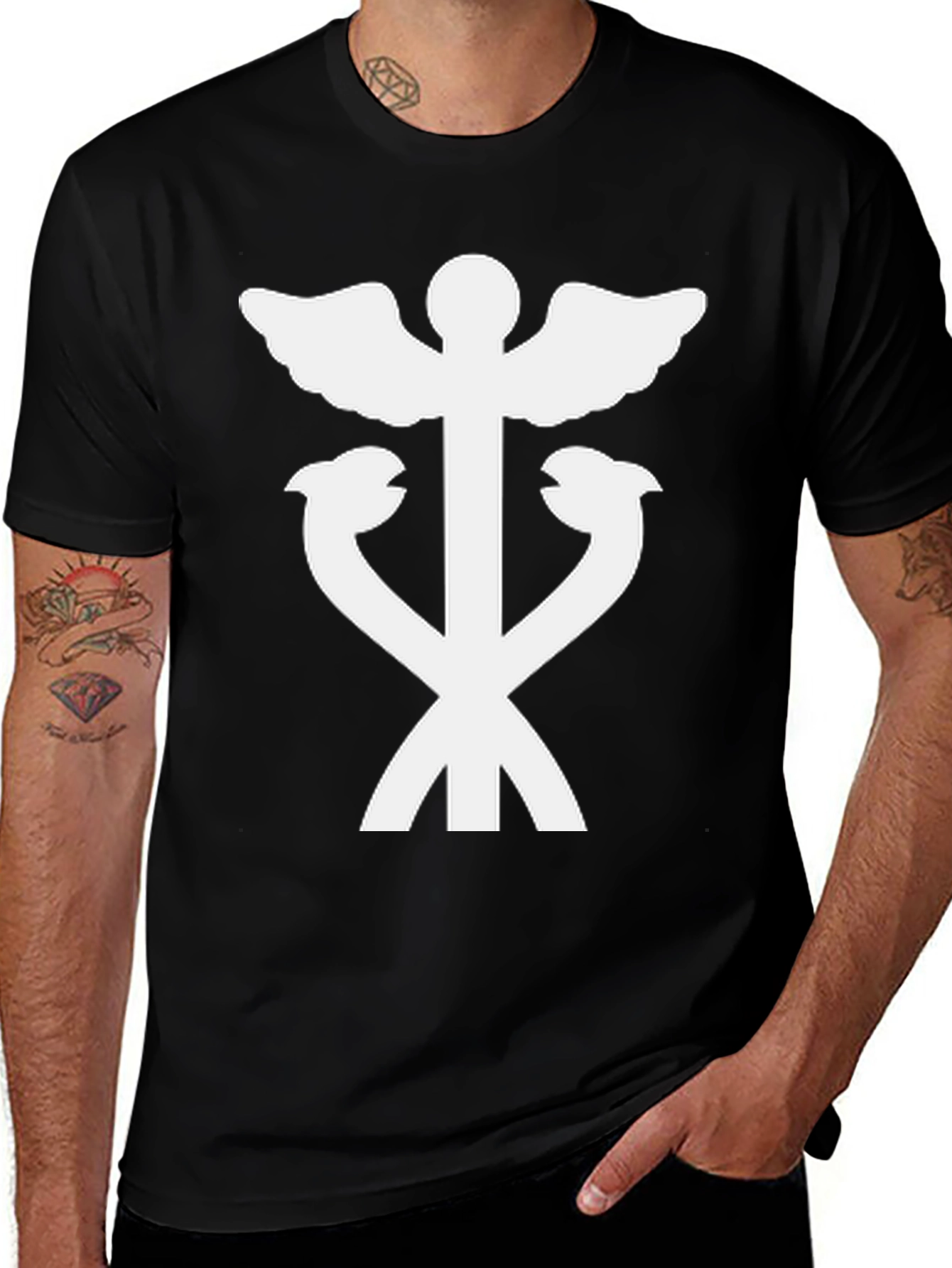 Variant 26 of Caduceus T-Shirt - Black Cotton Tee