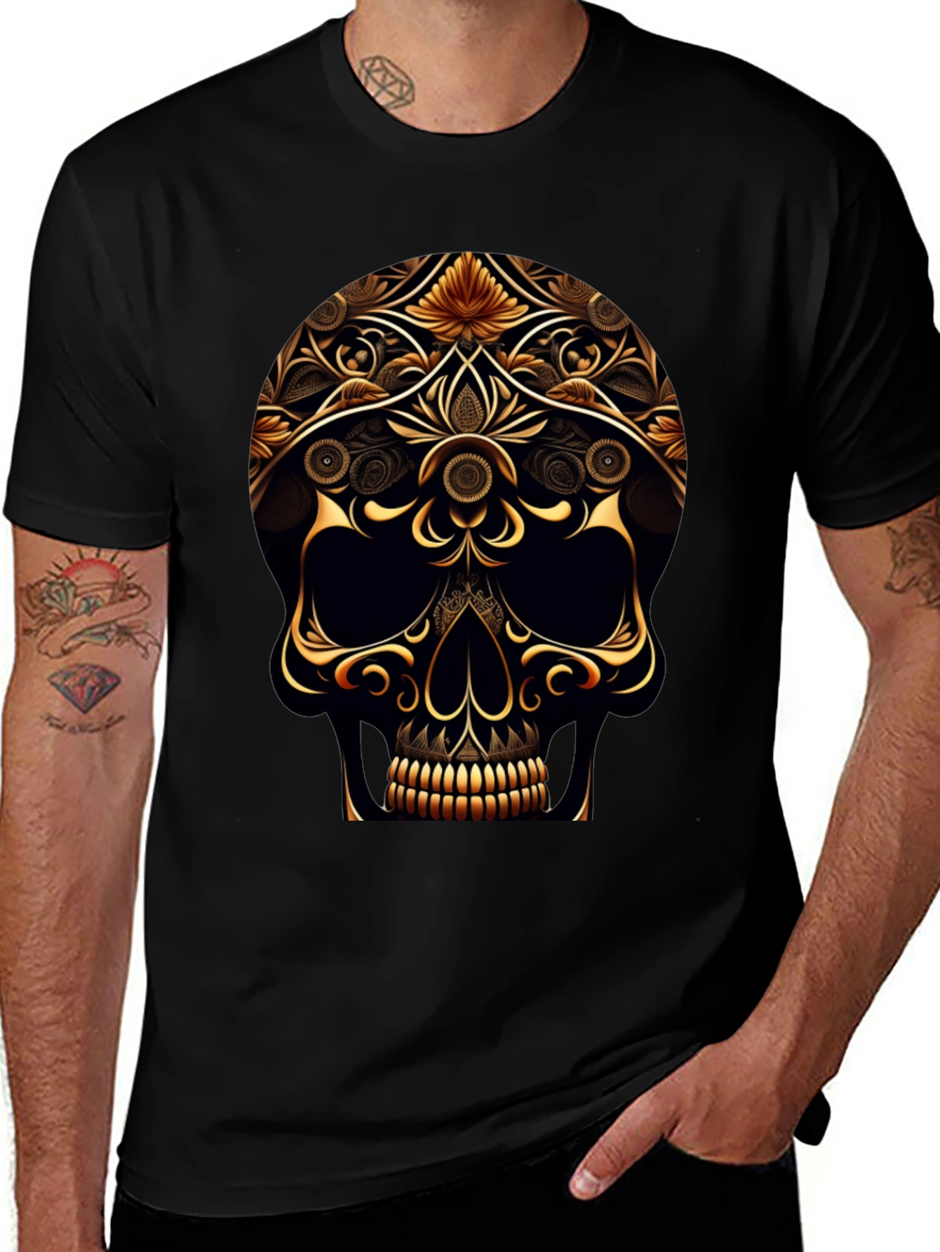 Variant 29 of Golden Skull Graphic Print T-Shirt