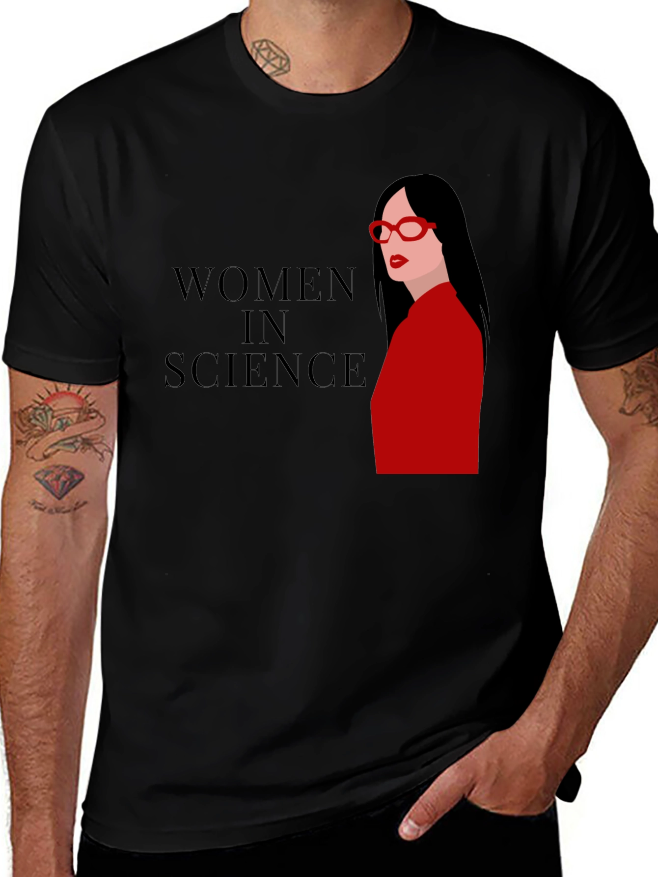 Women in Science Graphic Tee - Black Cotton T-Shirt