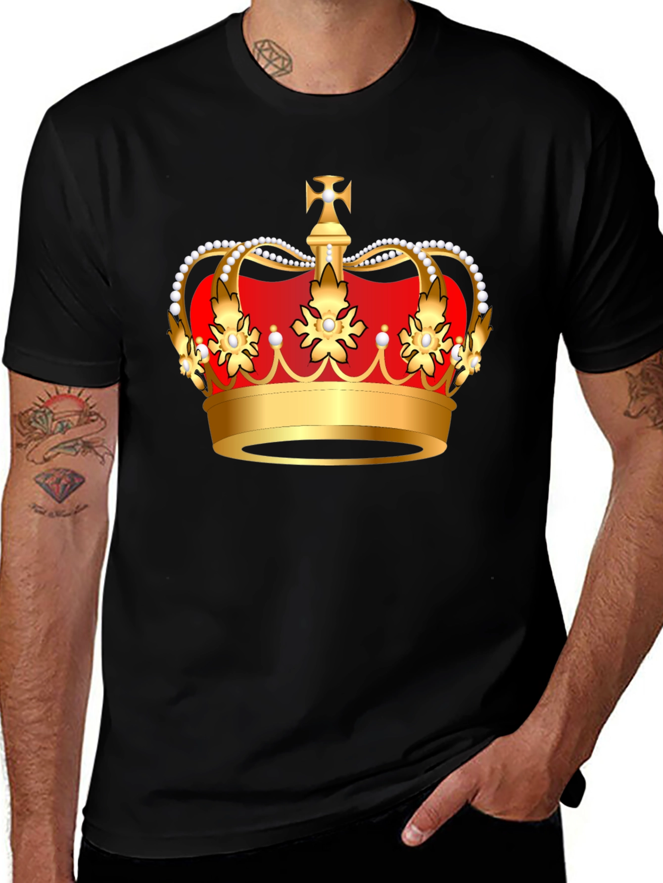 Variant 27 of Royal Crown Graphic T-Shirt - Black Cotton Tee