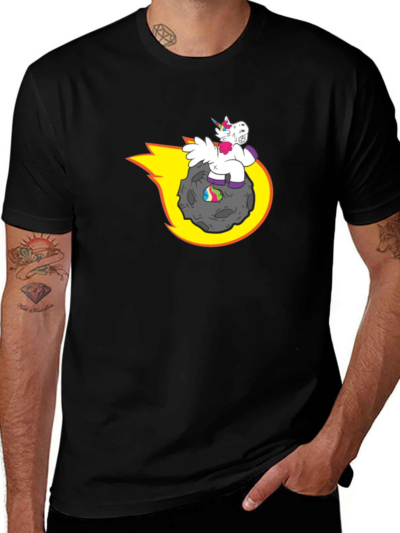 Variant 29 of Unicorn Riding Asteroid T-Shirt - Funny Graphic Tee