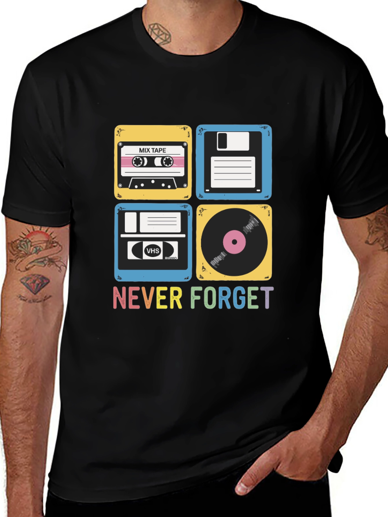 Variant 12 of Retro Media T-Shirt - Never Forget Cassette Vinyl