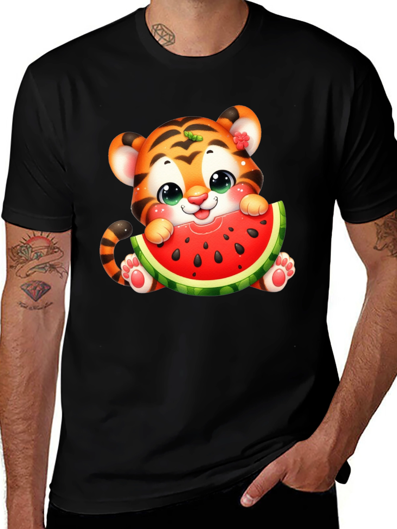Variant 28 of Cute Tiger Watermelon Graphic Tee
