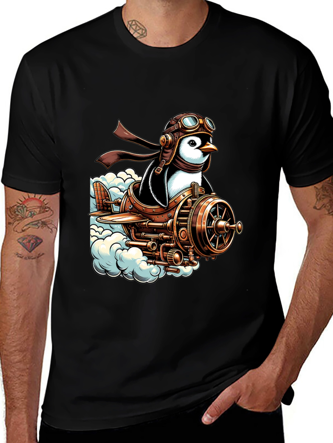 Variant 30 of Steampunk Penguin Pilot T-Shirt