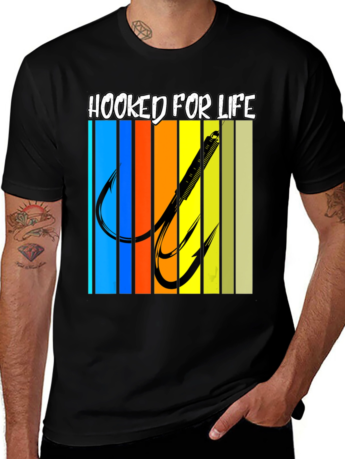 Variant 17 of Hooked For Life Fishing T-Shirt - Stylish Angler Apparel