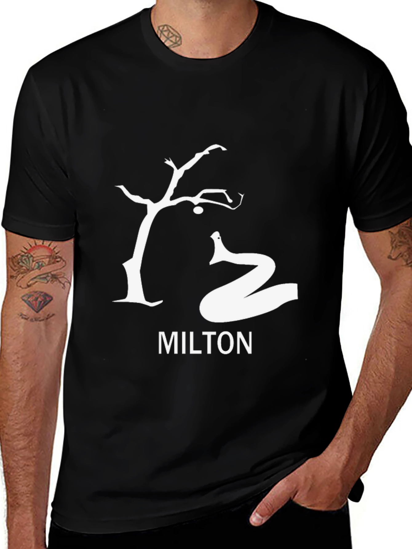 Variant 25 of Milton Tree and Snake Black T-Shirt