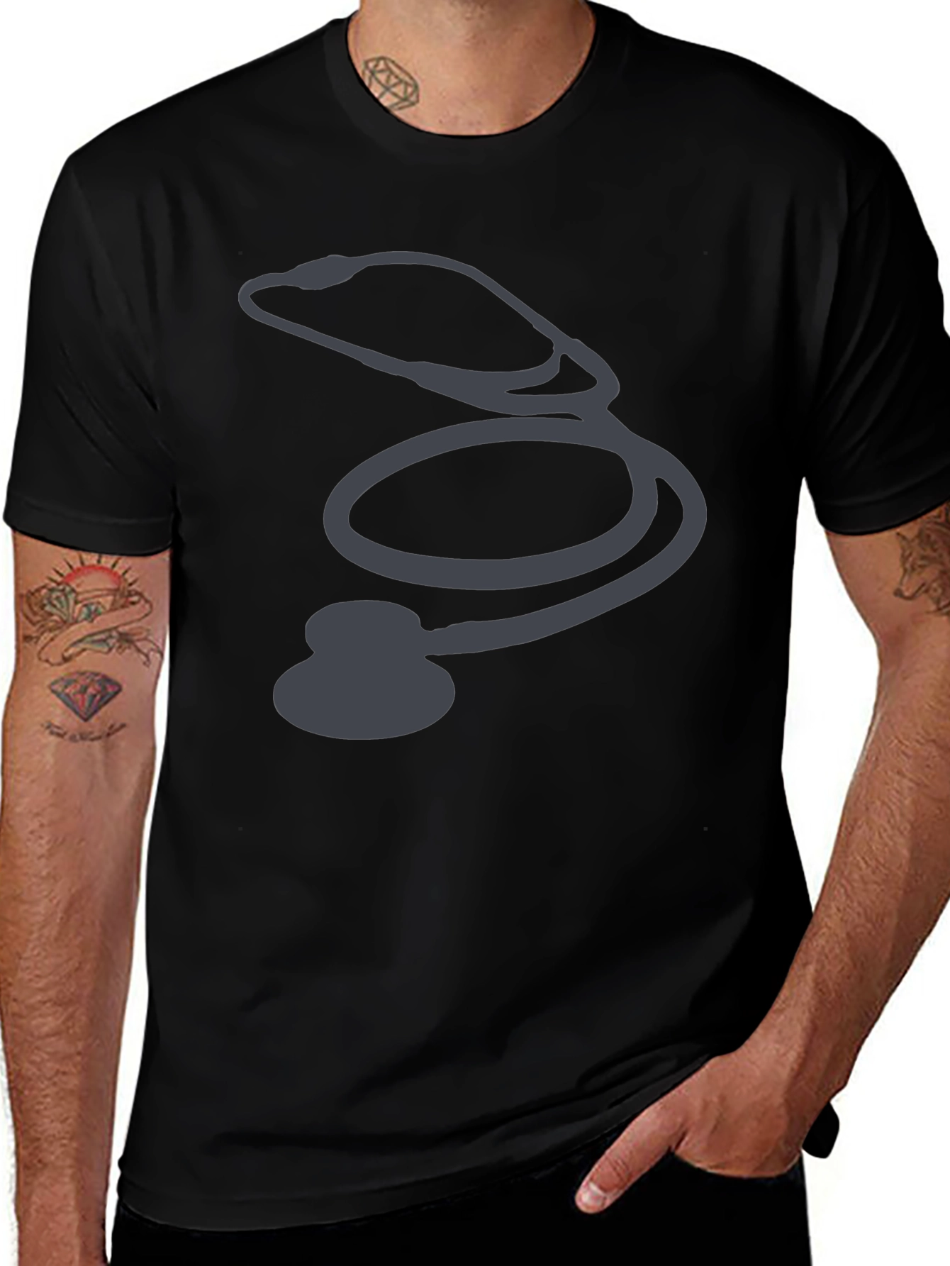 Variant 6 of Stethoscope Graphic Black T-Shirt - Medical Profession Pride