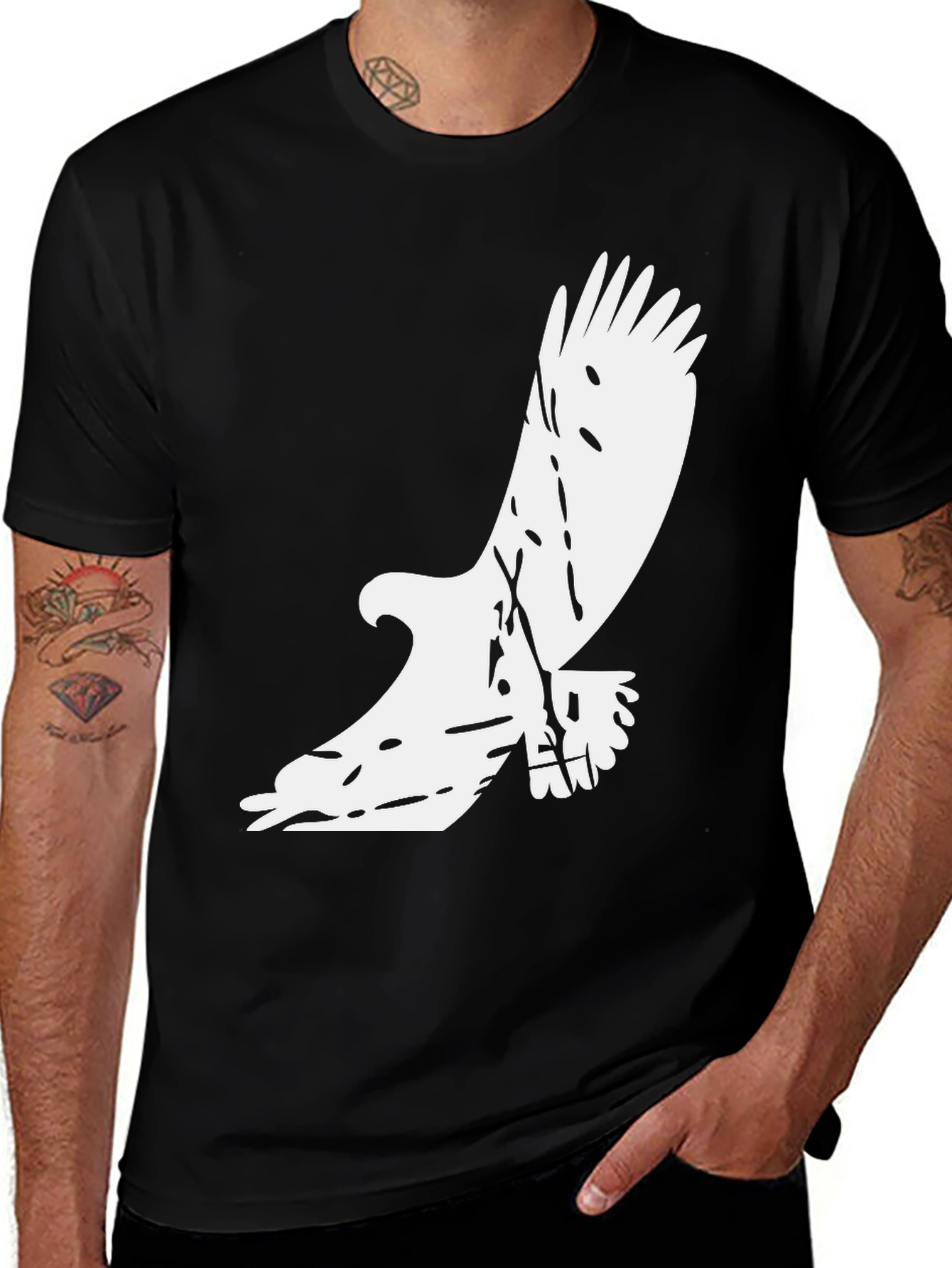Variant 4 of Eagle Graphic Tee - Bold Black Cotton Comfort