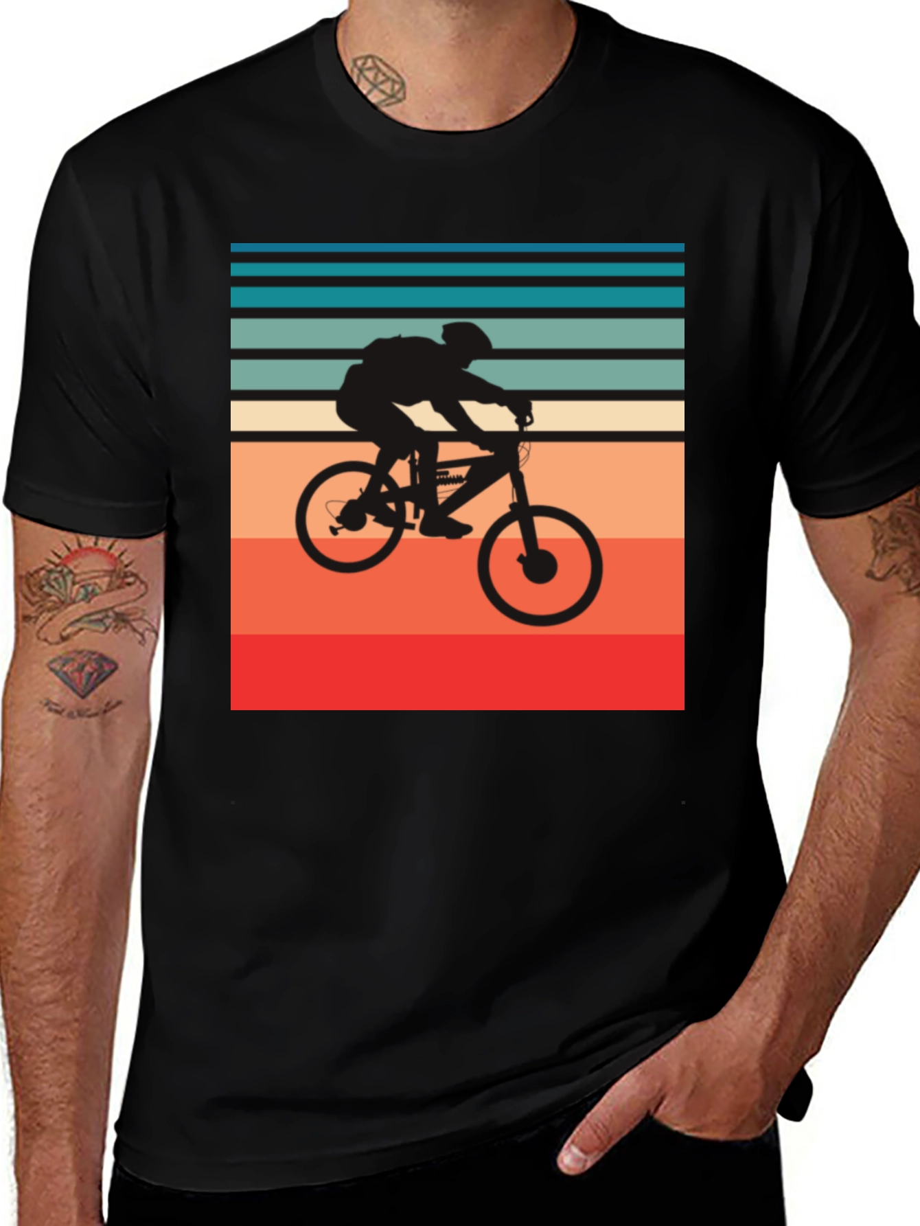 Retro Biker T-Shirt - Black Cotton Blend Tee