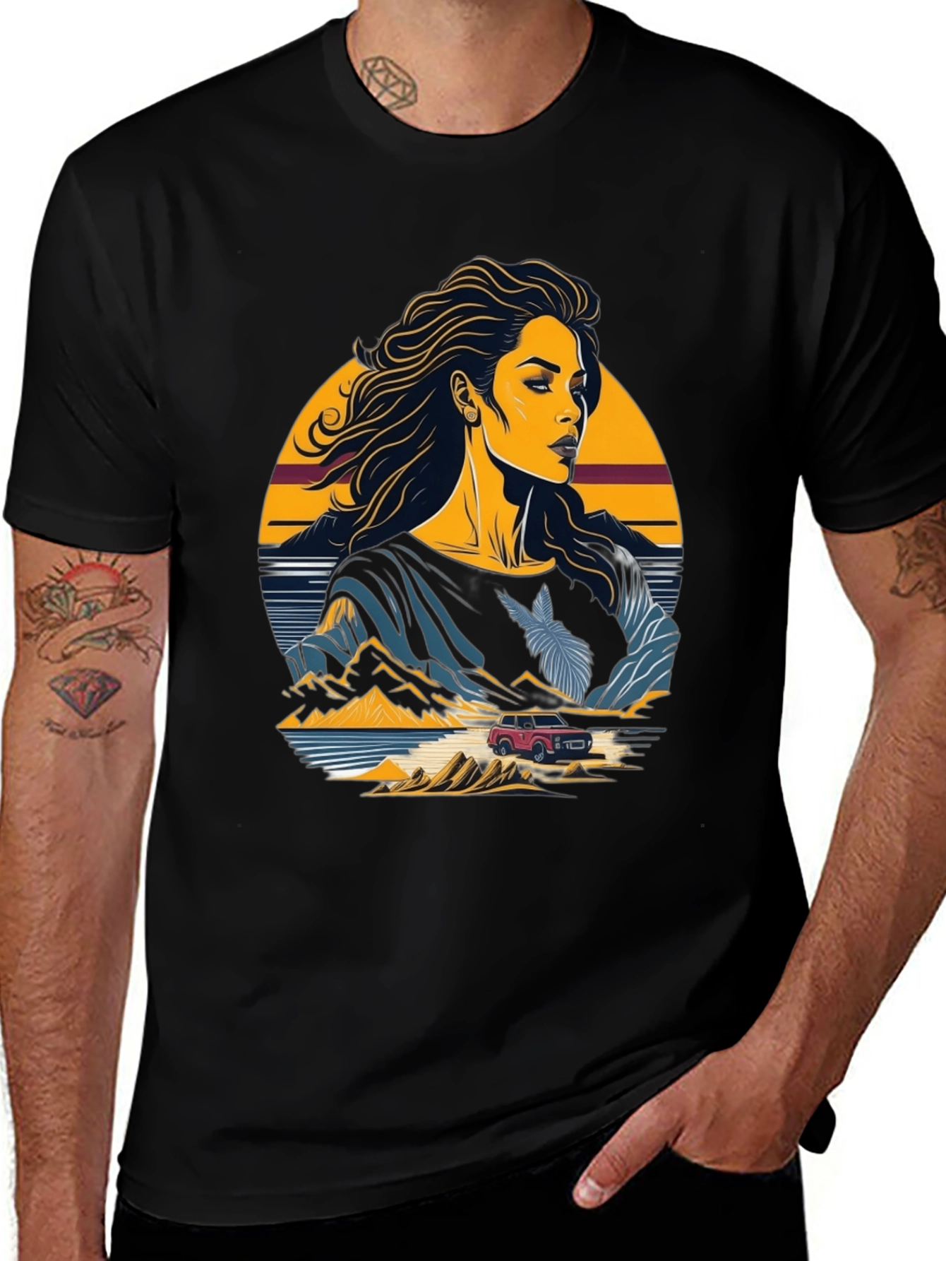 Retro Woman Graphic Black Tee