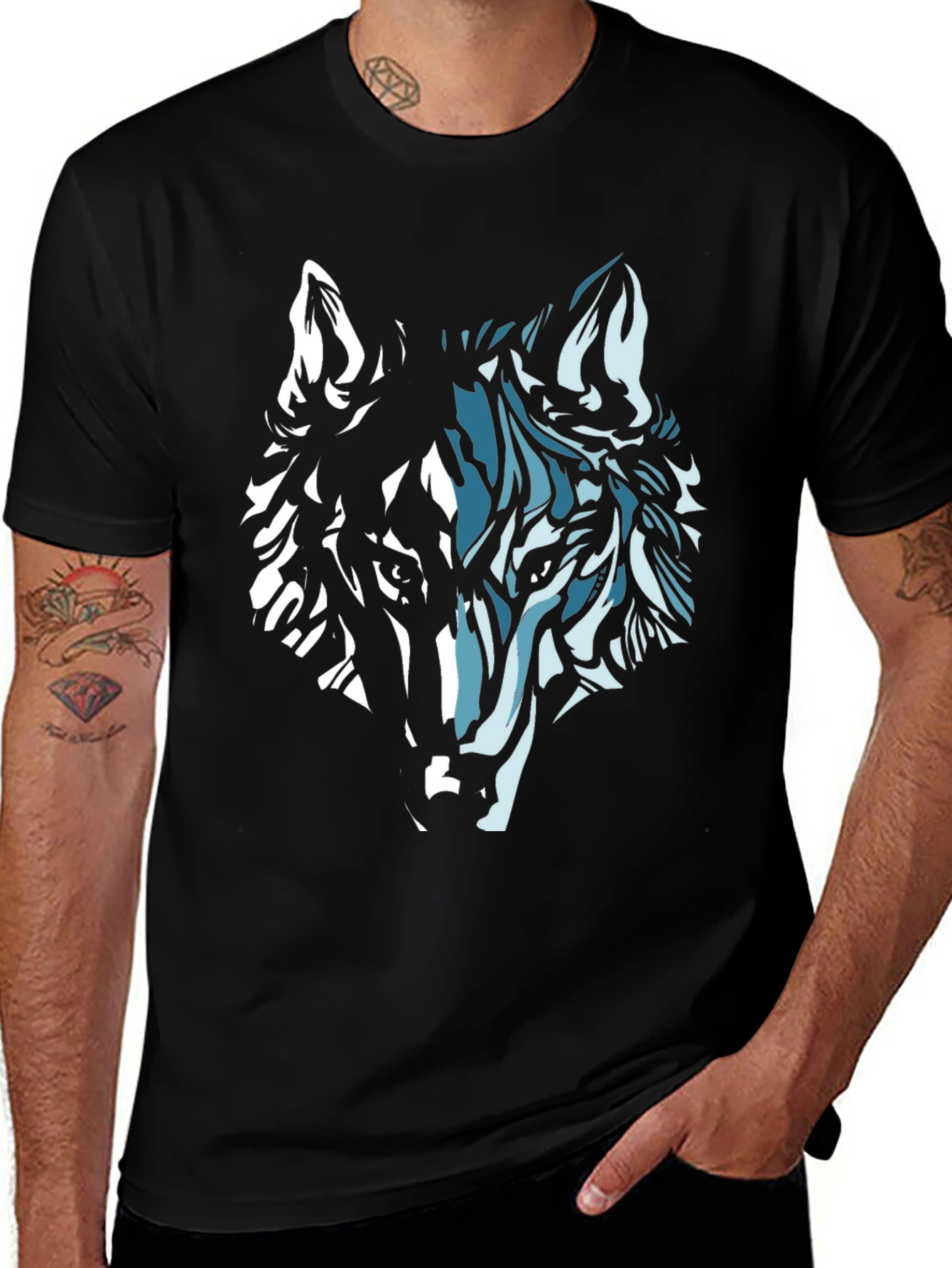 Variant 19 of Wolf Graphic Print Crew Neck T-Shirt